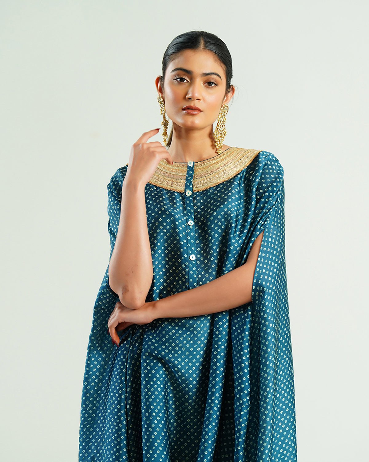 Kurta Set Bandhej - Navy Blue / Ivory / Gold - Mayura Kumar