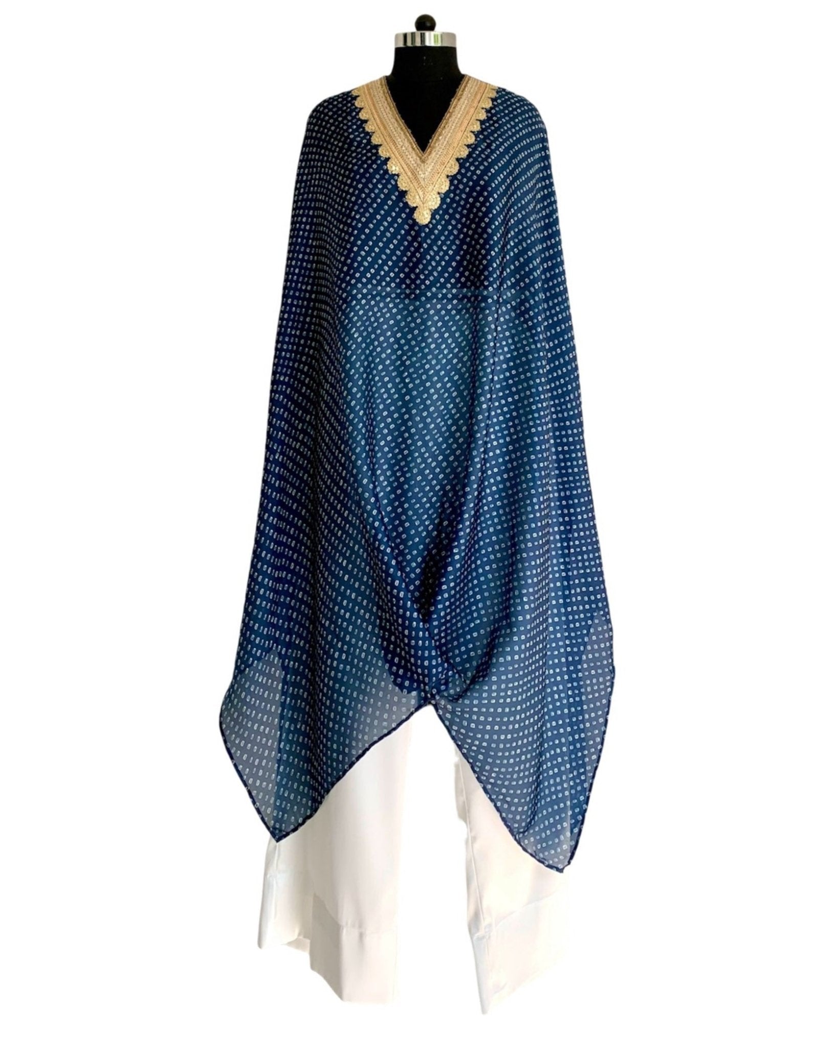 Kurta Set Bandhej - Navy Blue / Ivory / Gold - Mayura Kumar