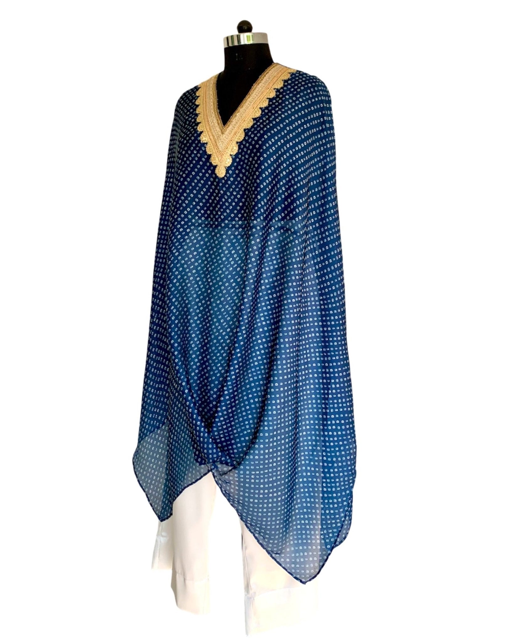 Kurta Set Bandhej - Navy Blue / Ivory / Gold - Mayura Kumar
