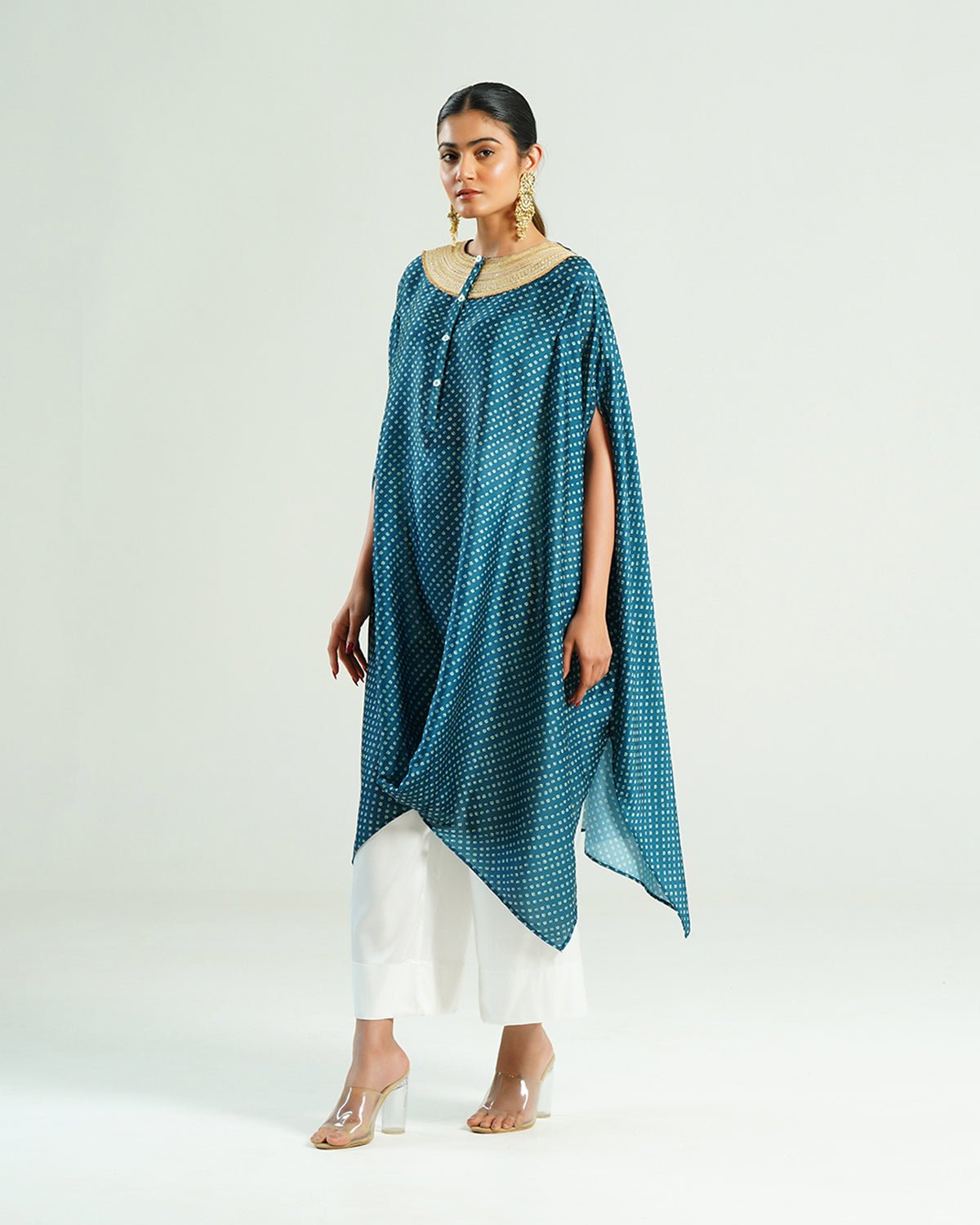 Kurta Set Bandhej - Navy Blue / Ivory / Gold - Mayura Kumar