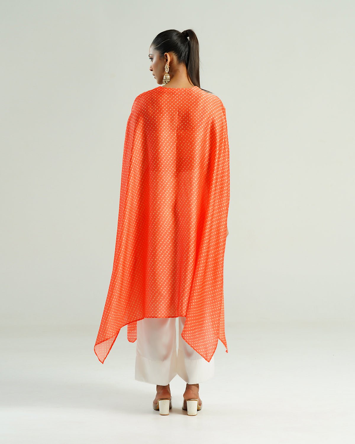Kurta Set Bandhej - Orange / Ivory / Gold - Mayura Kumar