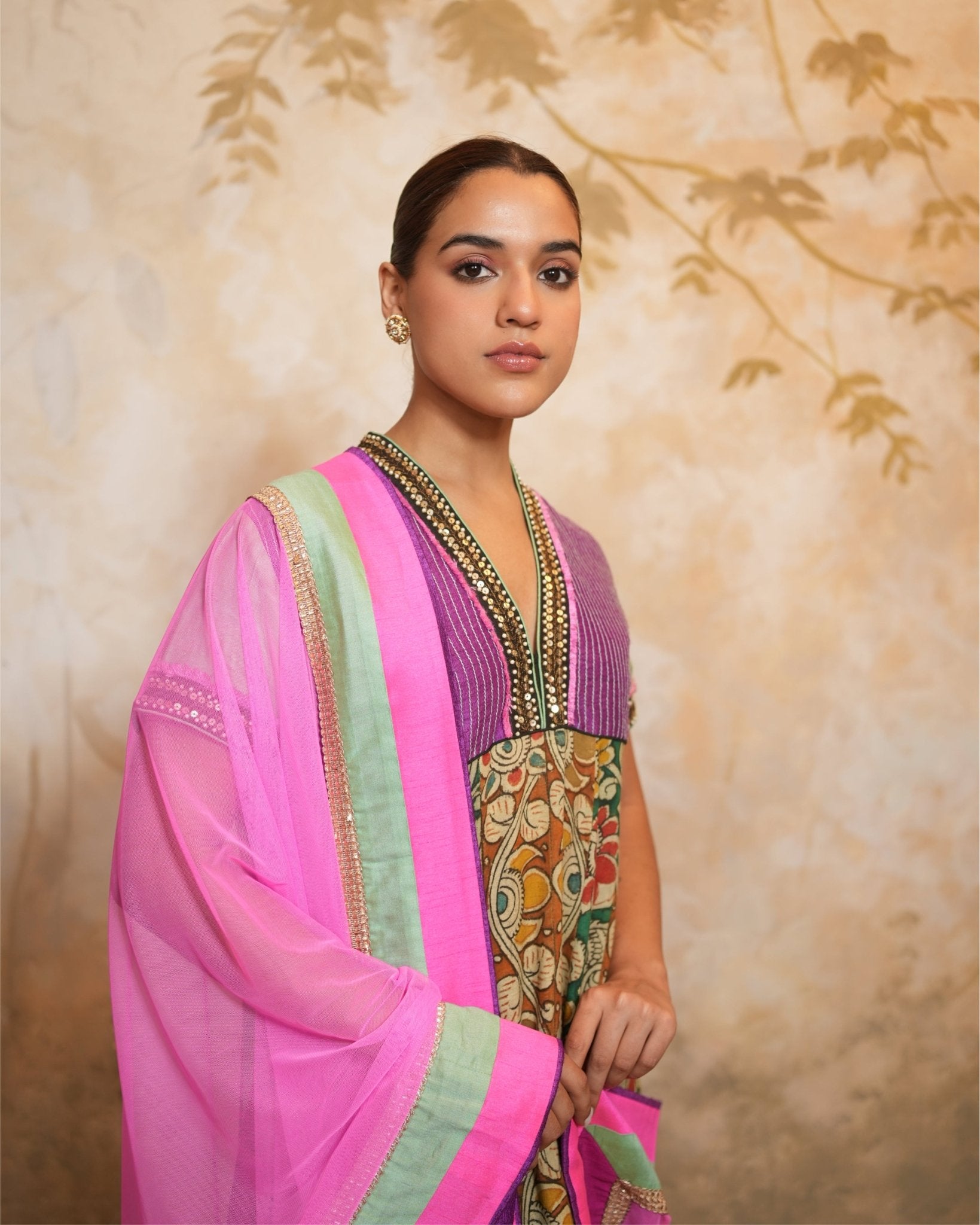 Kurta Set Kalamkari - Mint / Hot Pink / Phalsa - Mayura Kumar