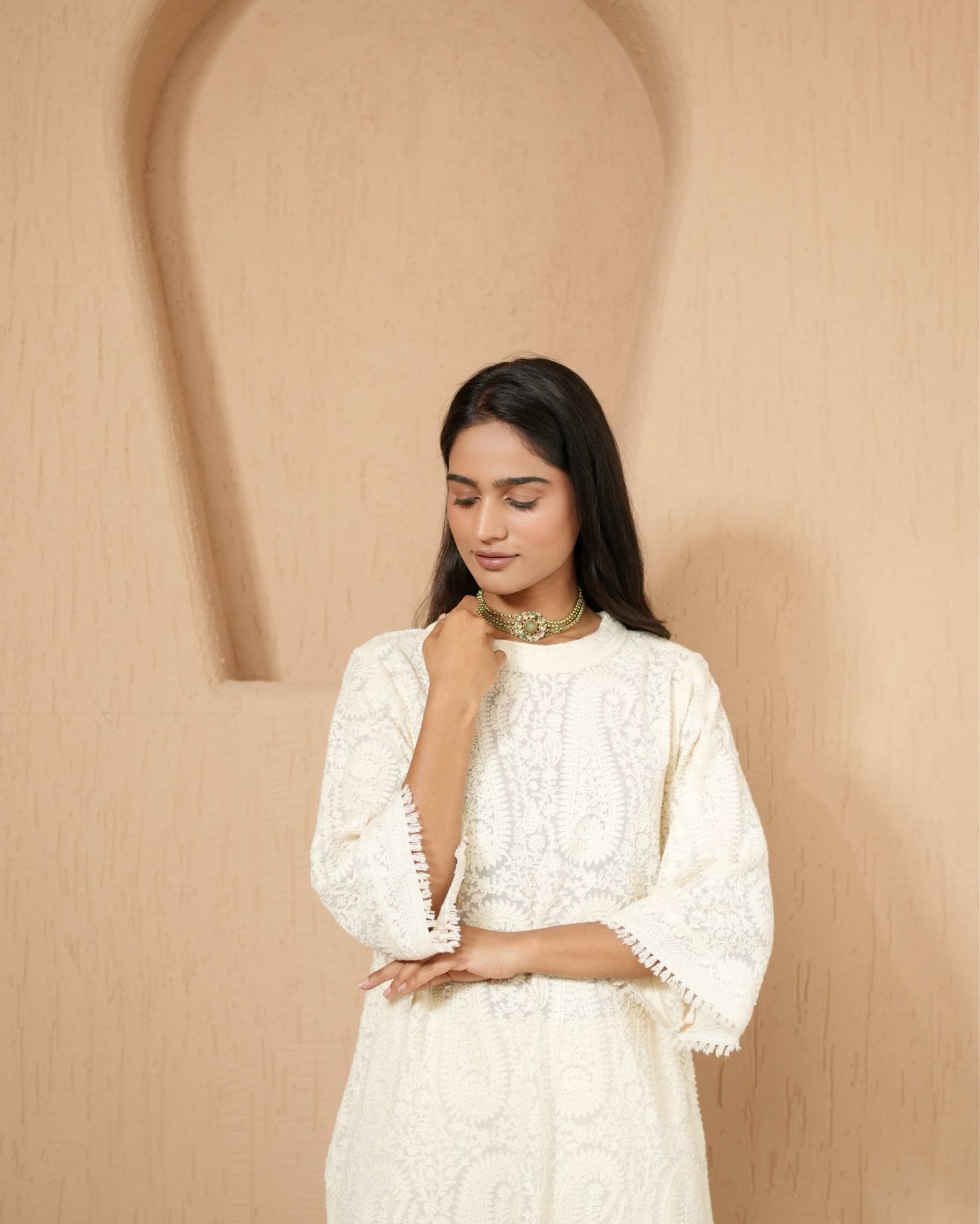Kurta Set Kashmiri - Ivory - Mayura Kumar