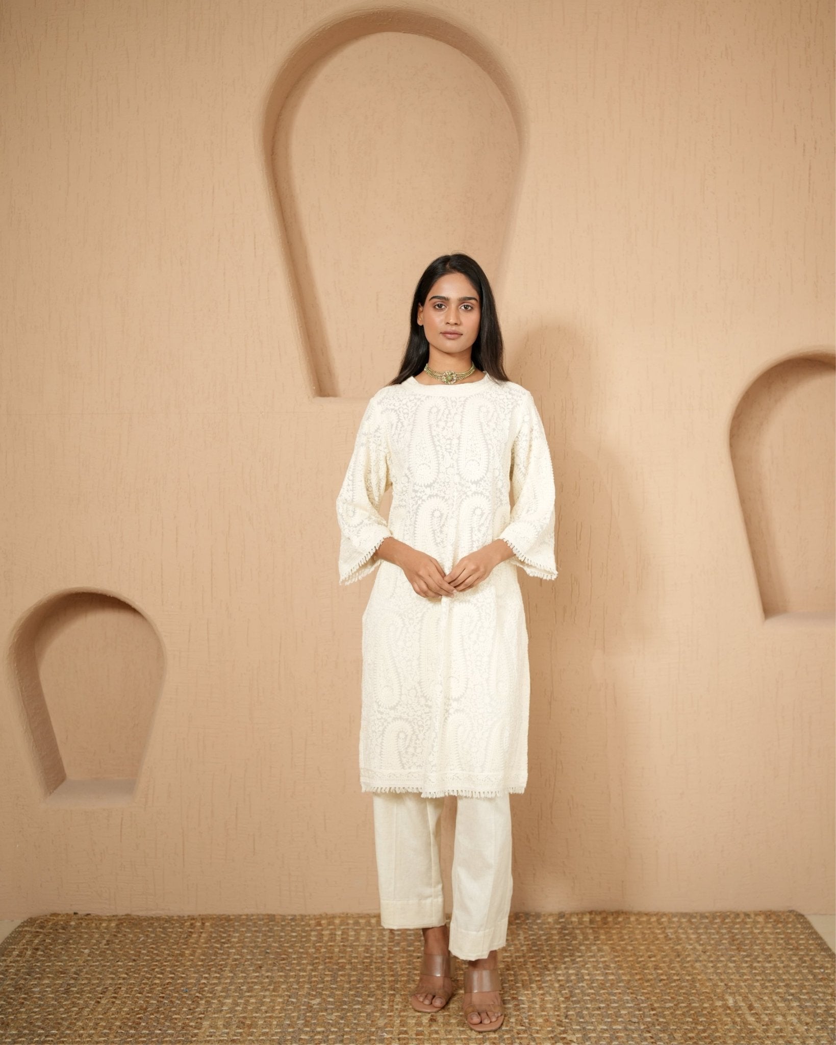 Kurta Set Kashmiri - Ivory - Mayura Kumar