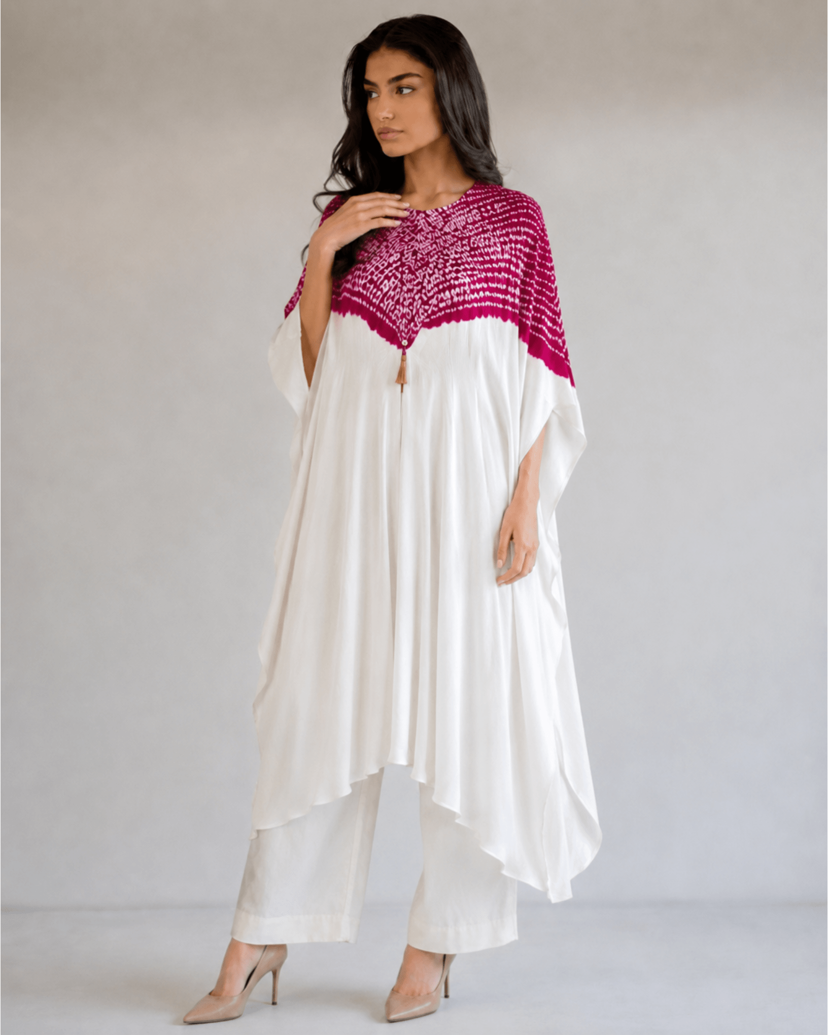 Kurta Set Shibori - Ivory/ Fuchsia Rani - Mayura Kumar