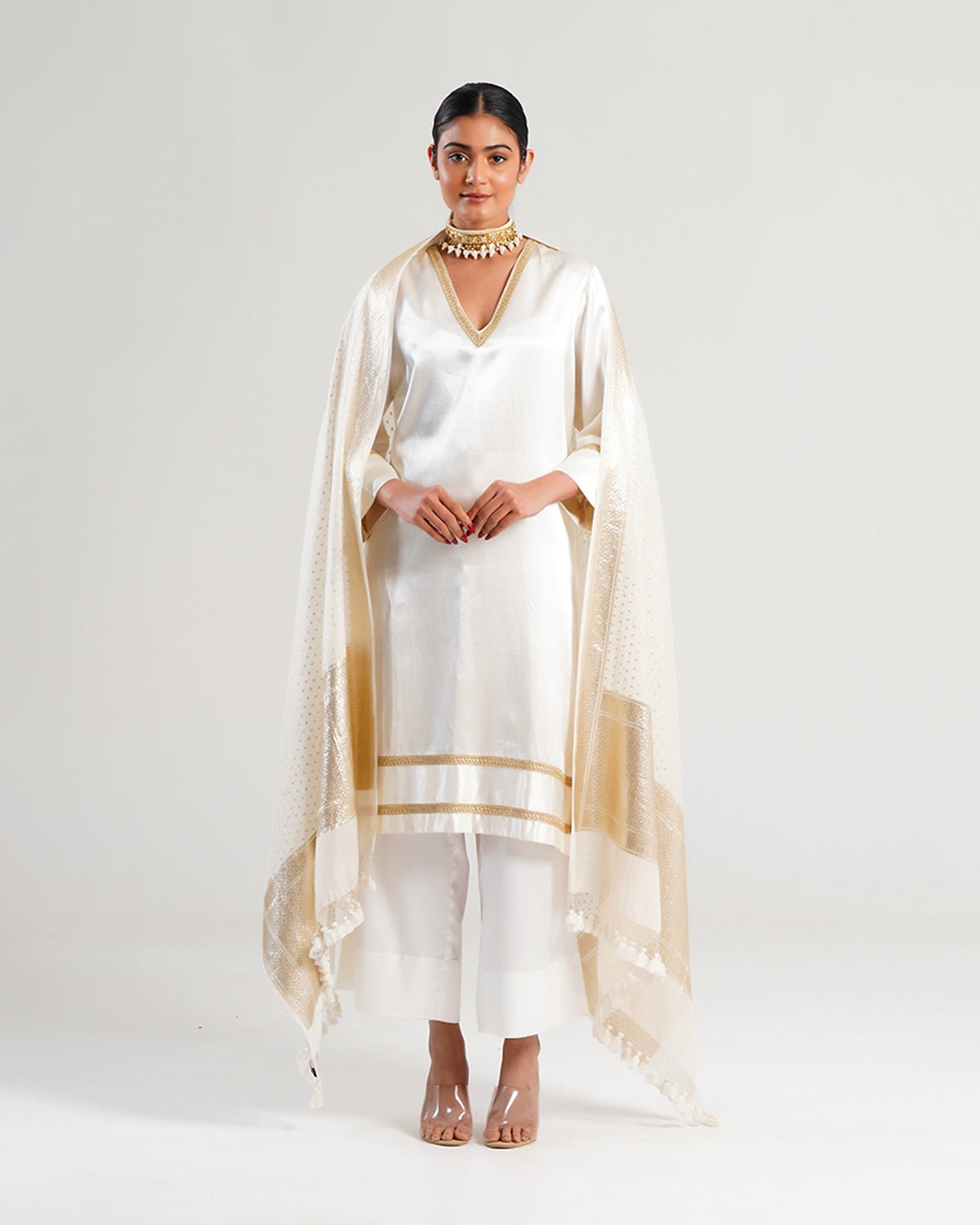Kurta Set - White / Ivory / Silver / Gold - Mayura Kumar