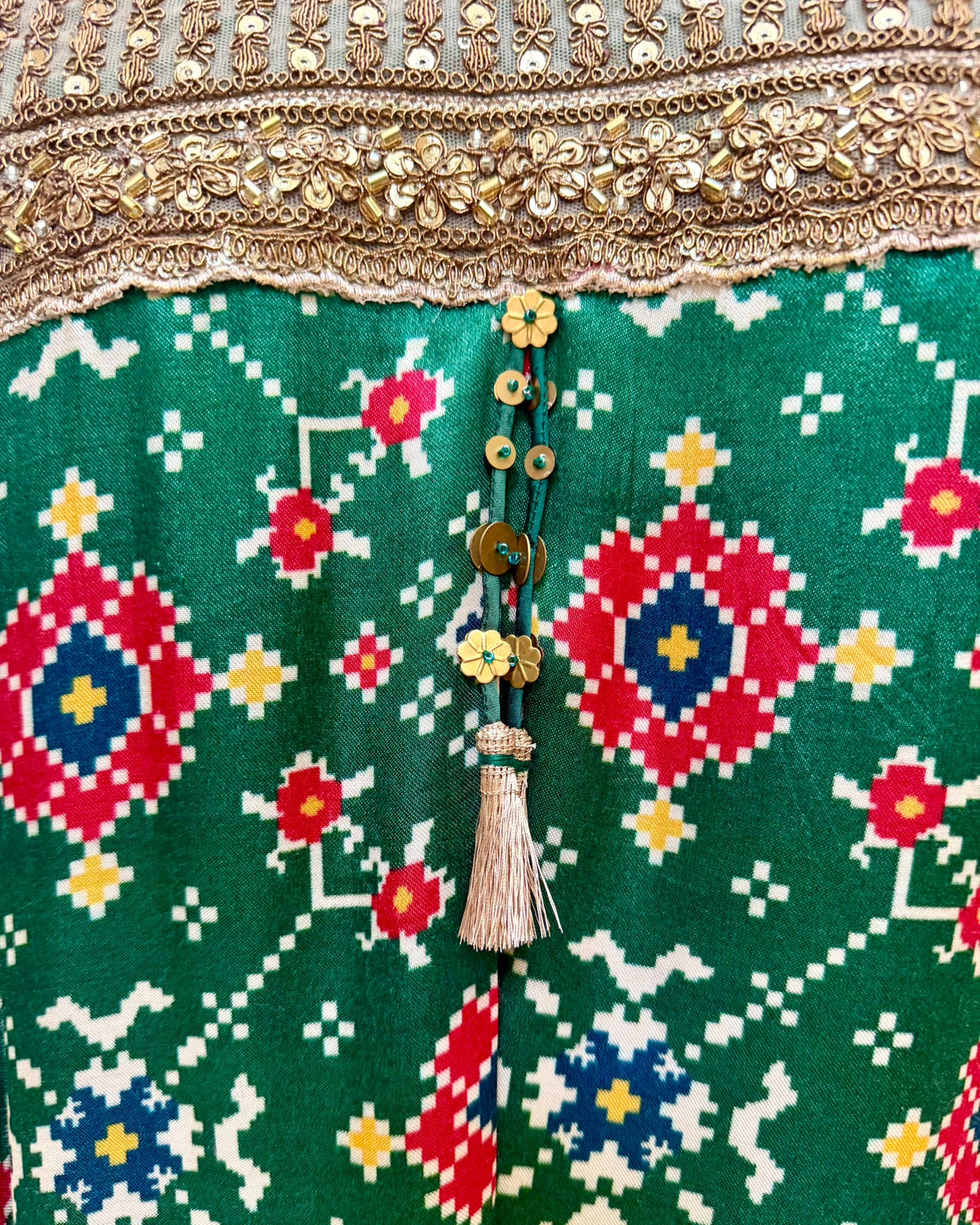 Kurta Set Patola - Dark Green / Multicolour / Gold