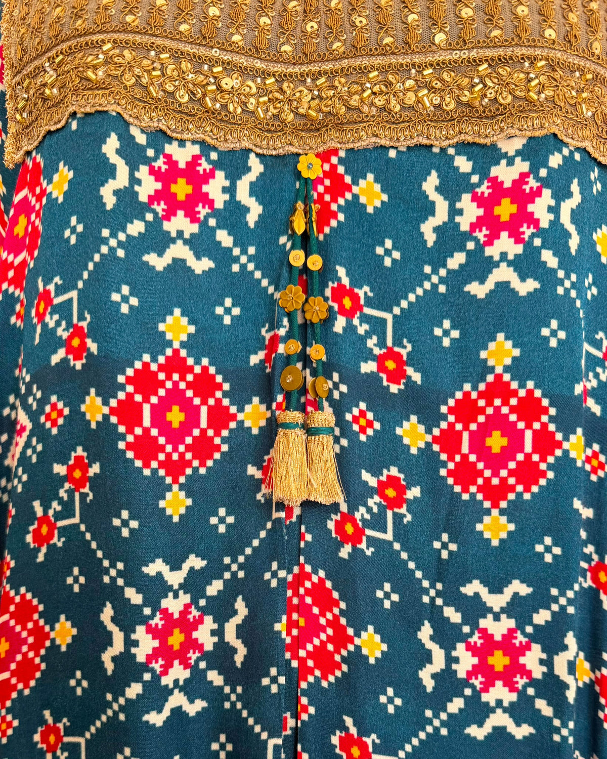 Kurta Set Patola - Teal Blue / Multicolour / Gold
