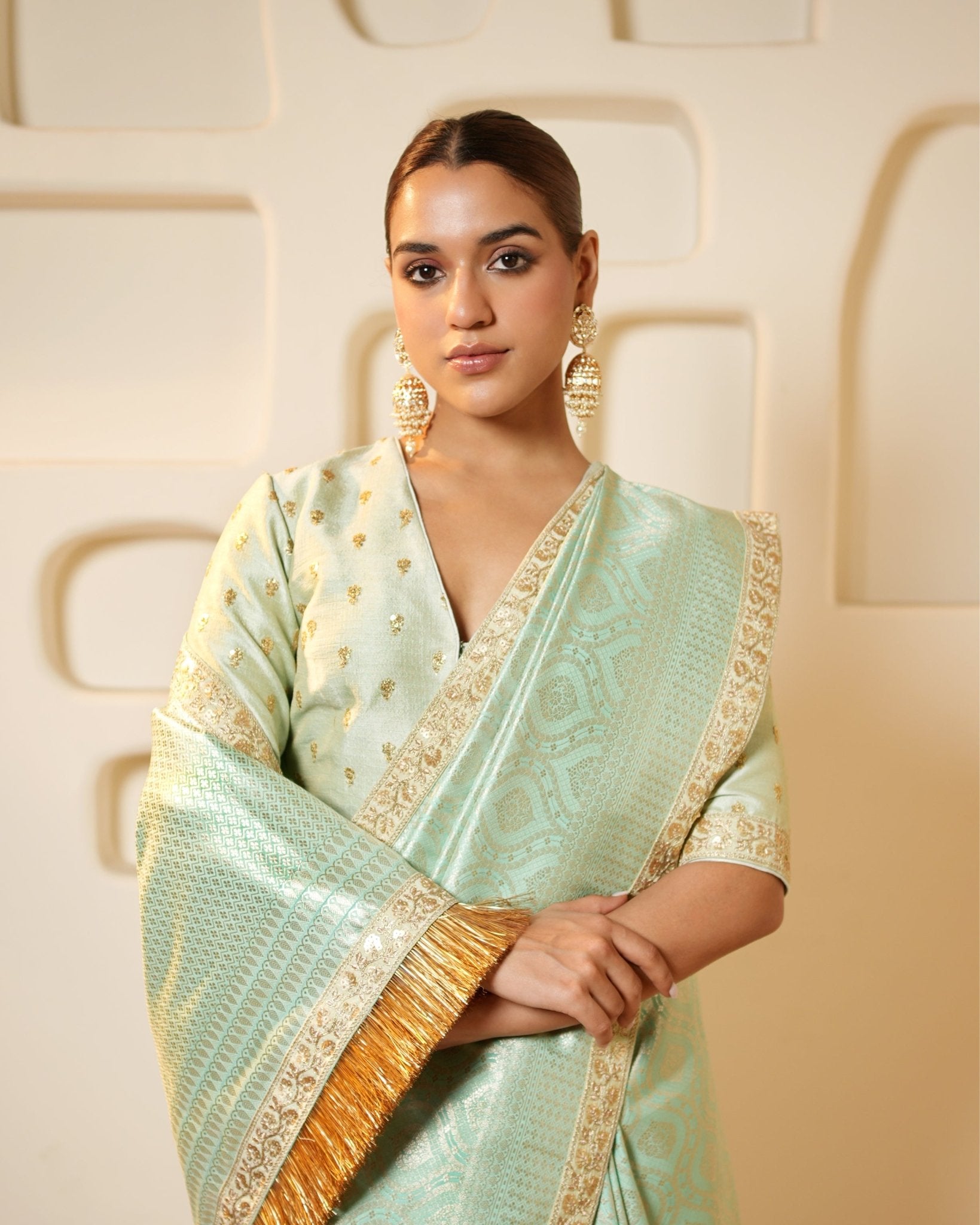 Saree Banarasi - Aqua Blue / Silver / Gold - Mayura Kumar