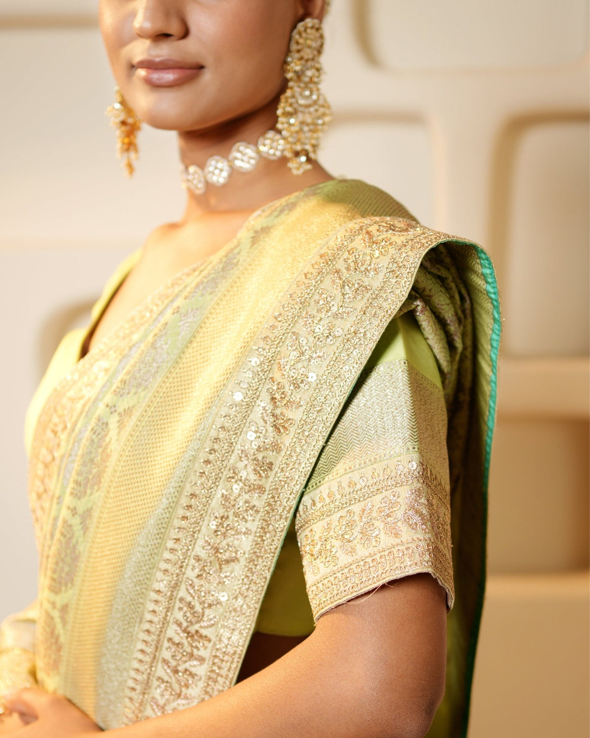 Saree Banarasi - Mint Green / Gold - Mayura Kumar