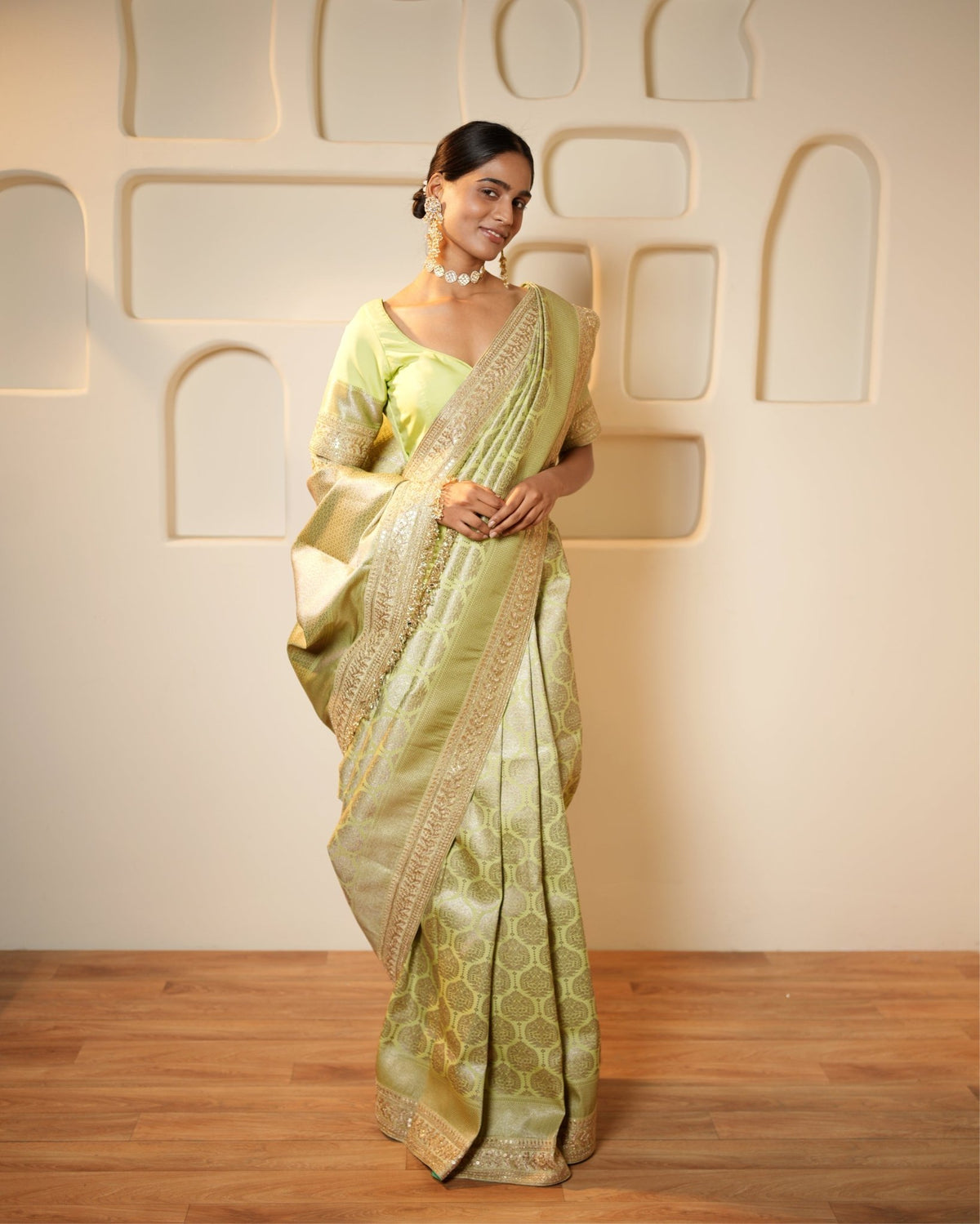 Saree Banarasi - Mint Green / Gold - Mayura Kumar