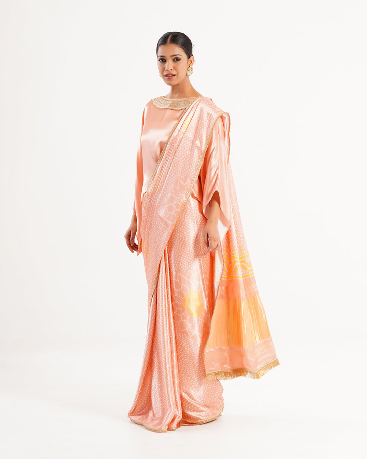 Saree Bandhej Mixology - Blush Pink / Gold - Mayura Kumar