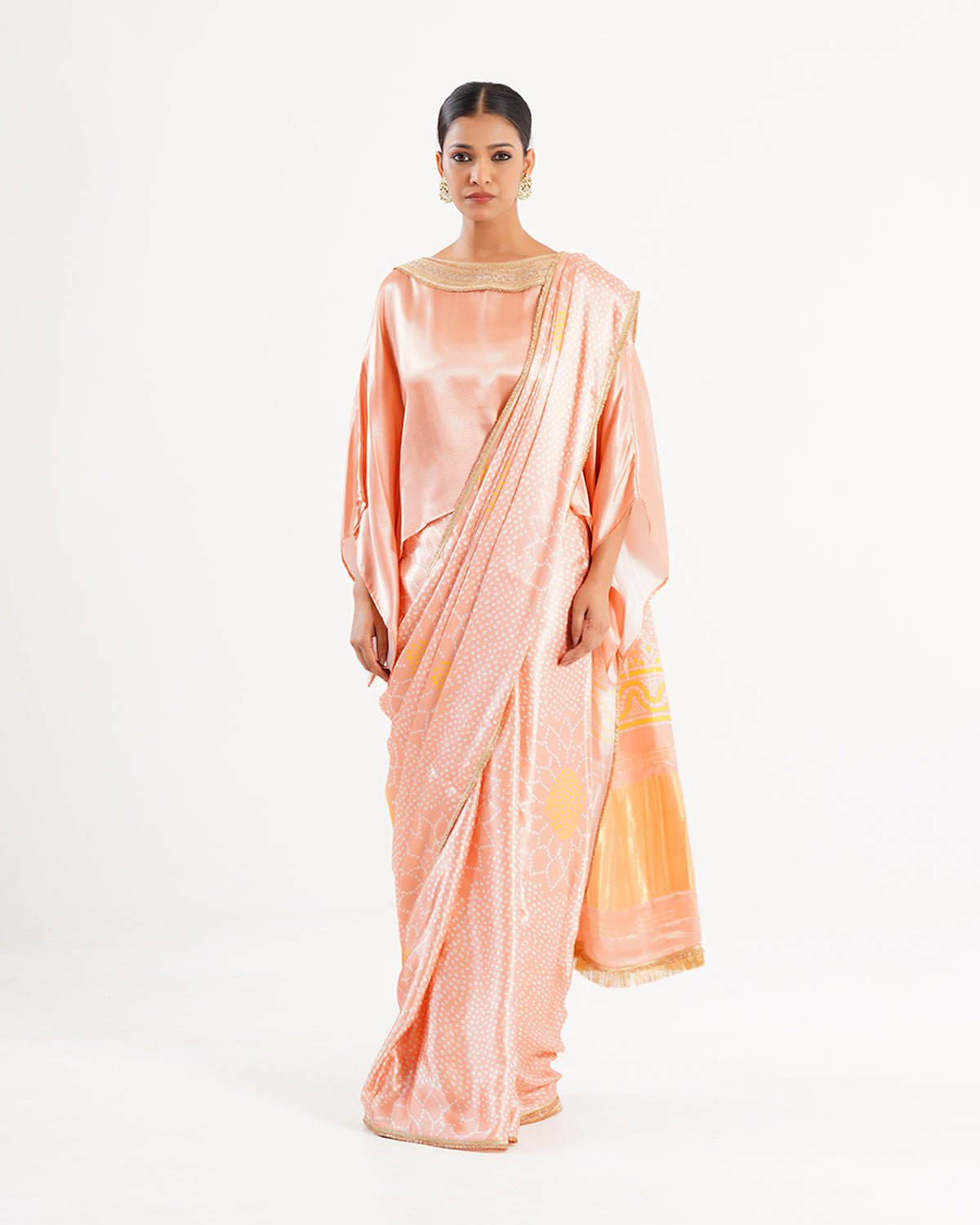 Saree Bandhej Mixology - Blush Pink / Gold - Mayura Kumar