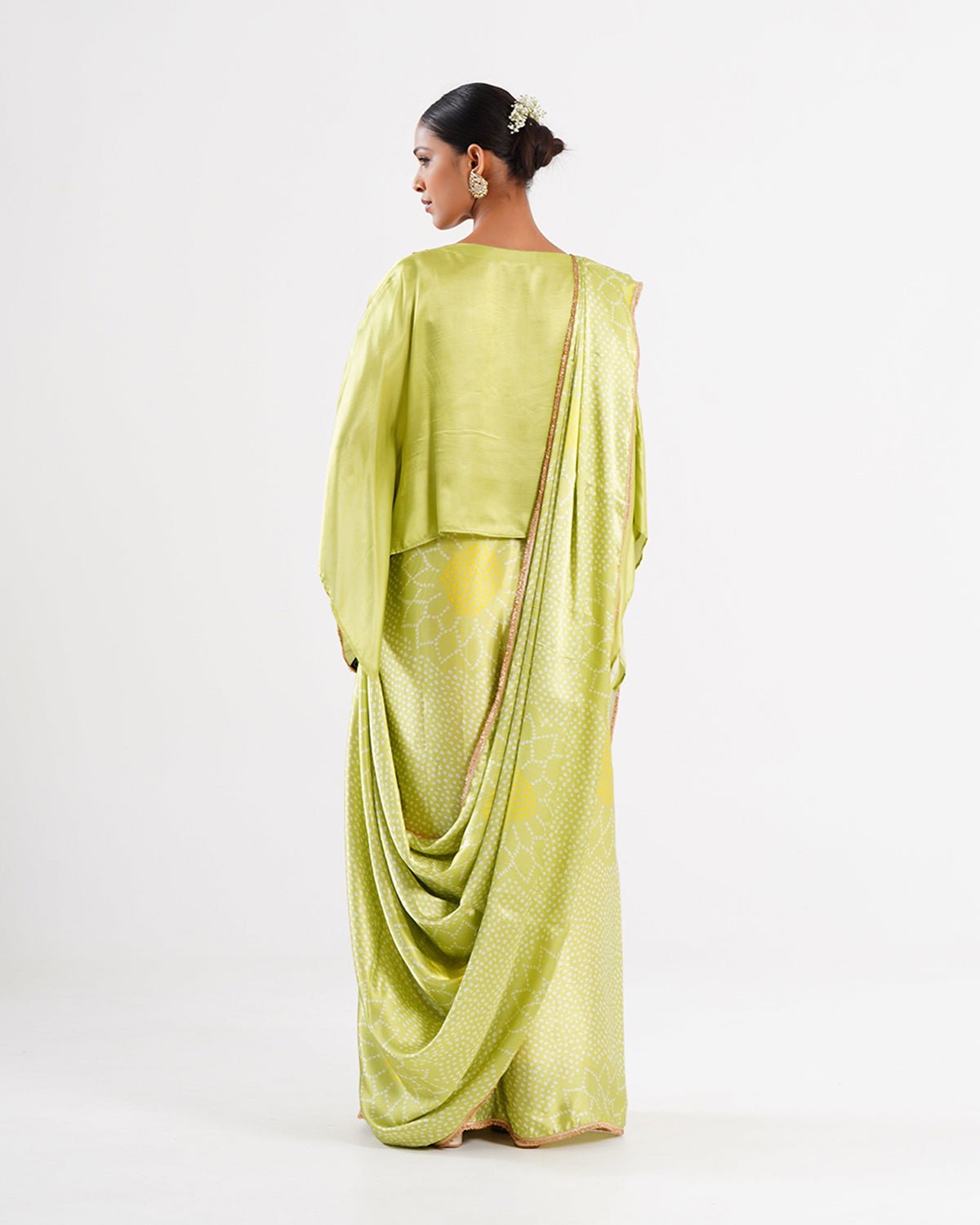 Saree Bandhej Mixology - Fresh Green / Gold - Mayura Kumar