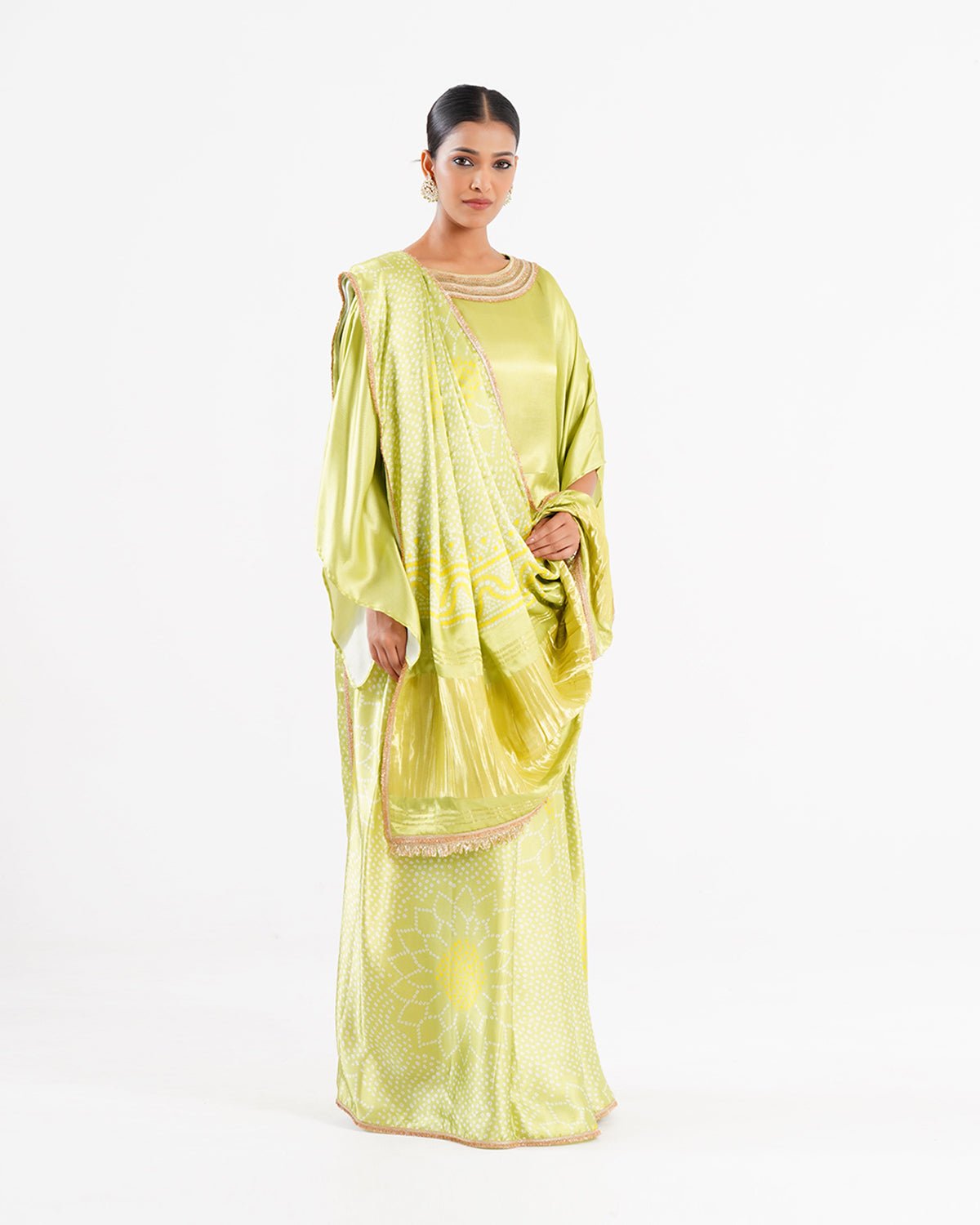 Saree Bandhej Mixology - Fresh Green / Gold - Mayura Kumar