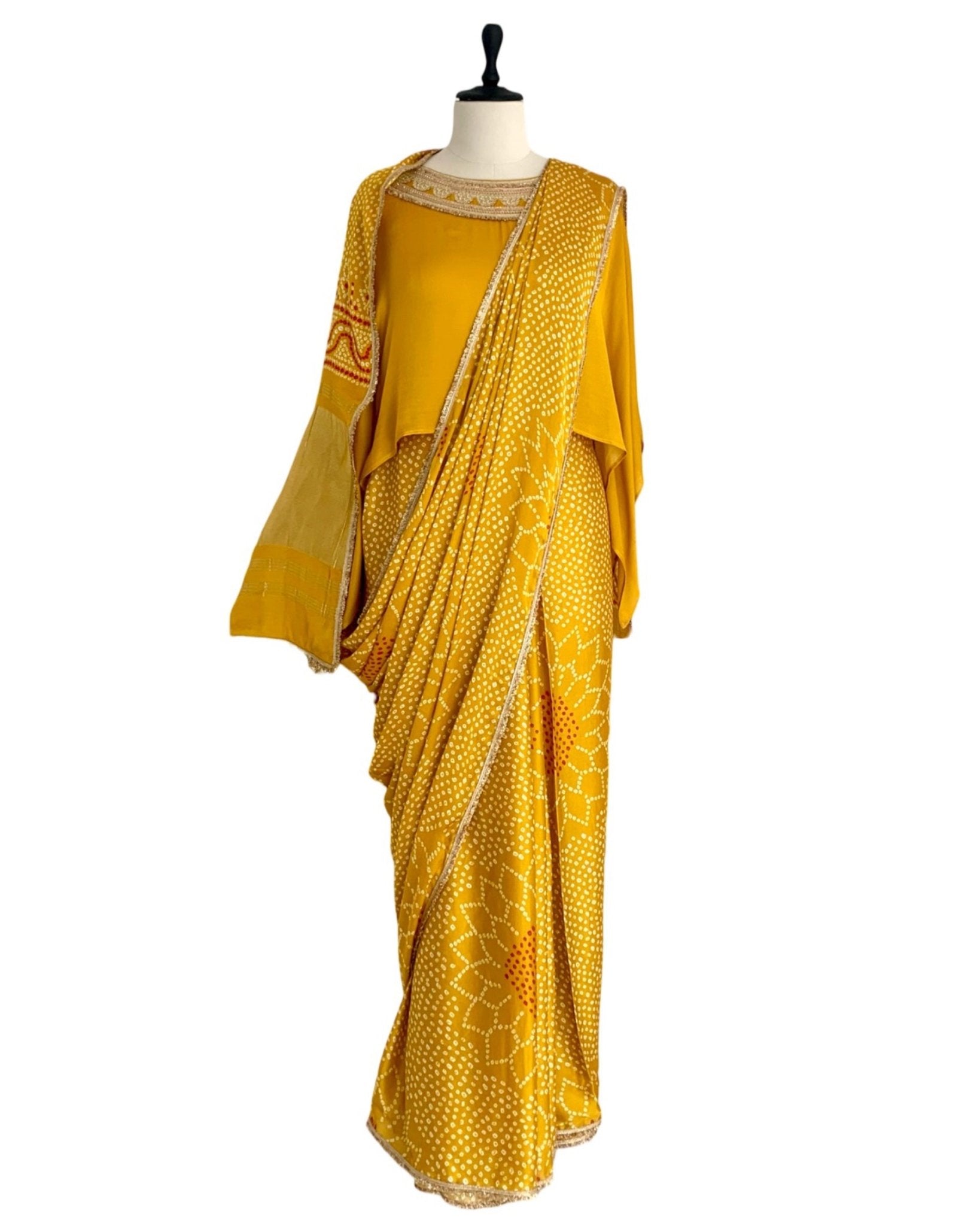 Saree Bandhej Mixology - Yellow / Gold - Mayura Kumar
