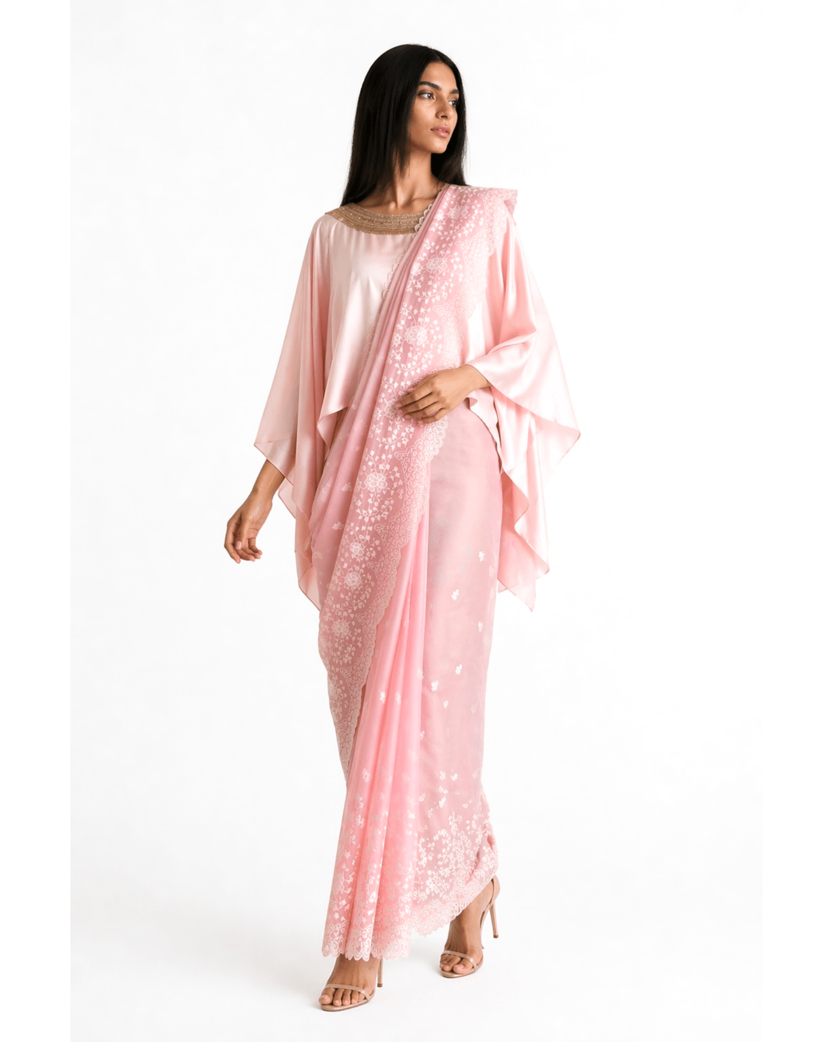 Saree Chikankari - Pink / Ivory / Gold - Mayura Kumar