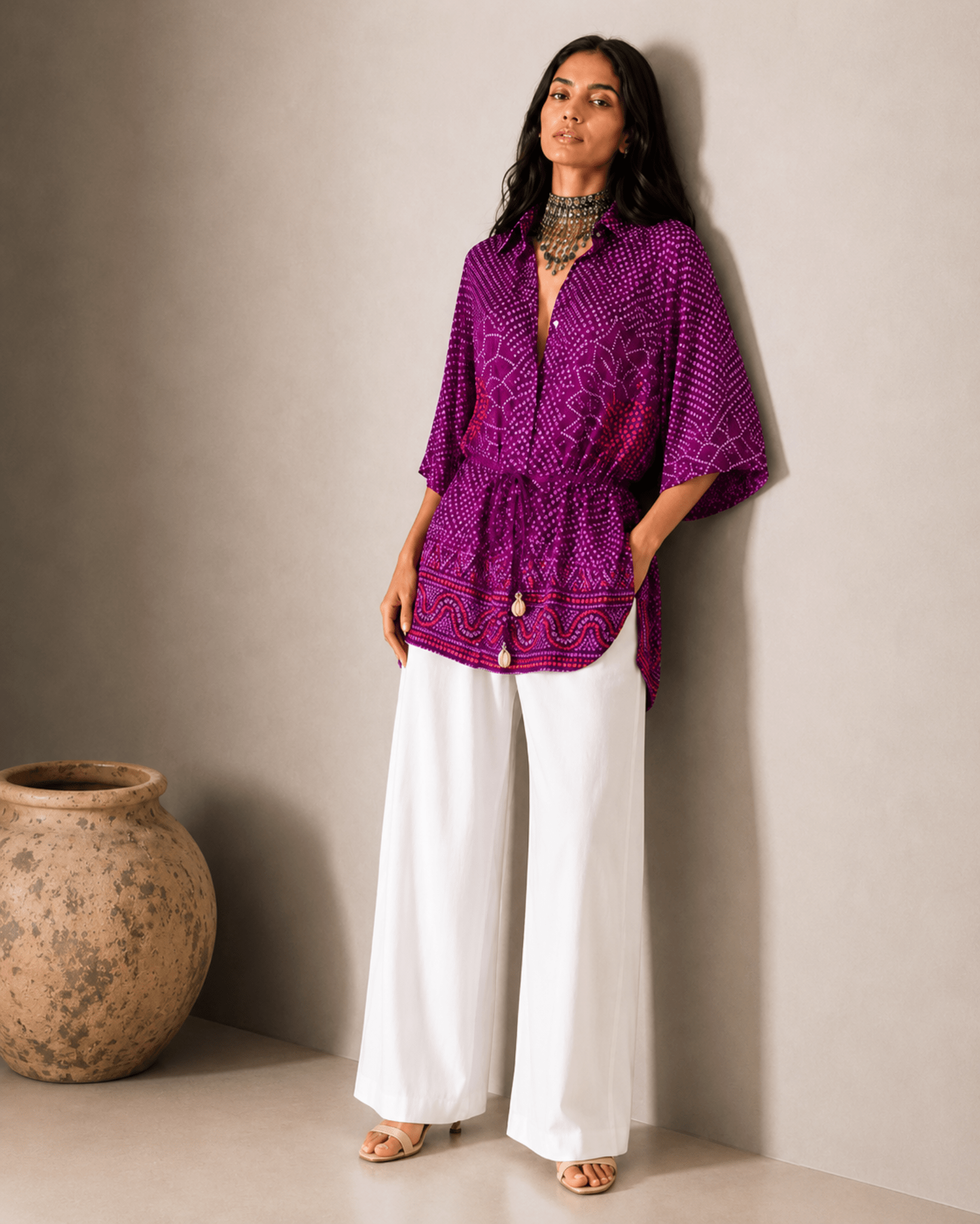 Shirt Kimono Bandhej - Purple - Mayura Kumar