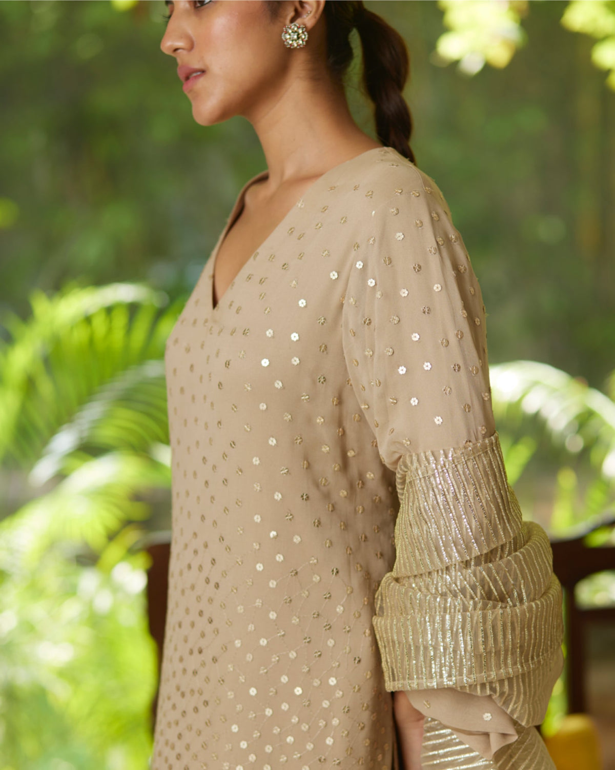 Kurta Set - Taupe/Gold/Silver - Mayura Kumar