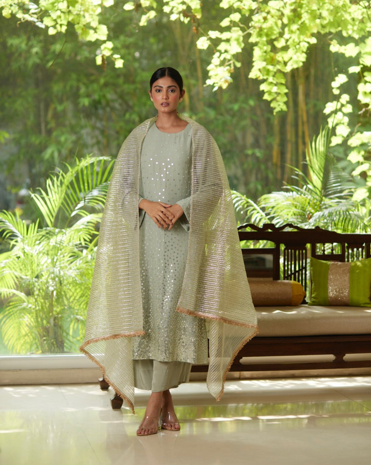 Kurta Set - Mint/Gold/Silver - Mayura Kumar