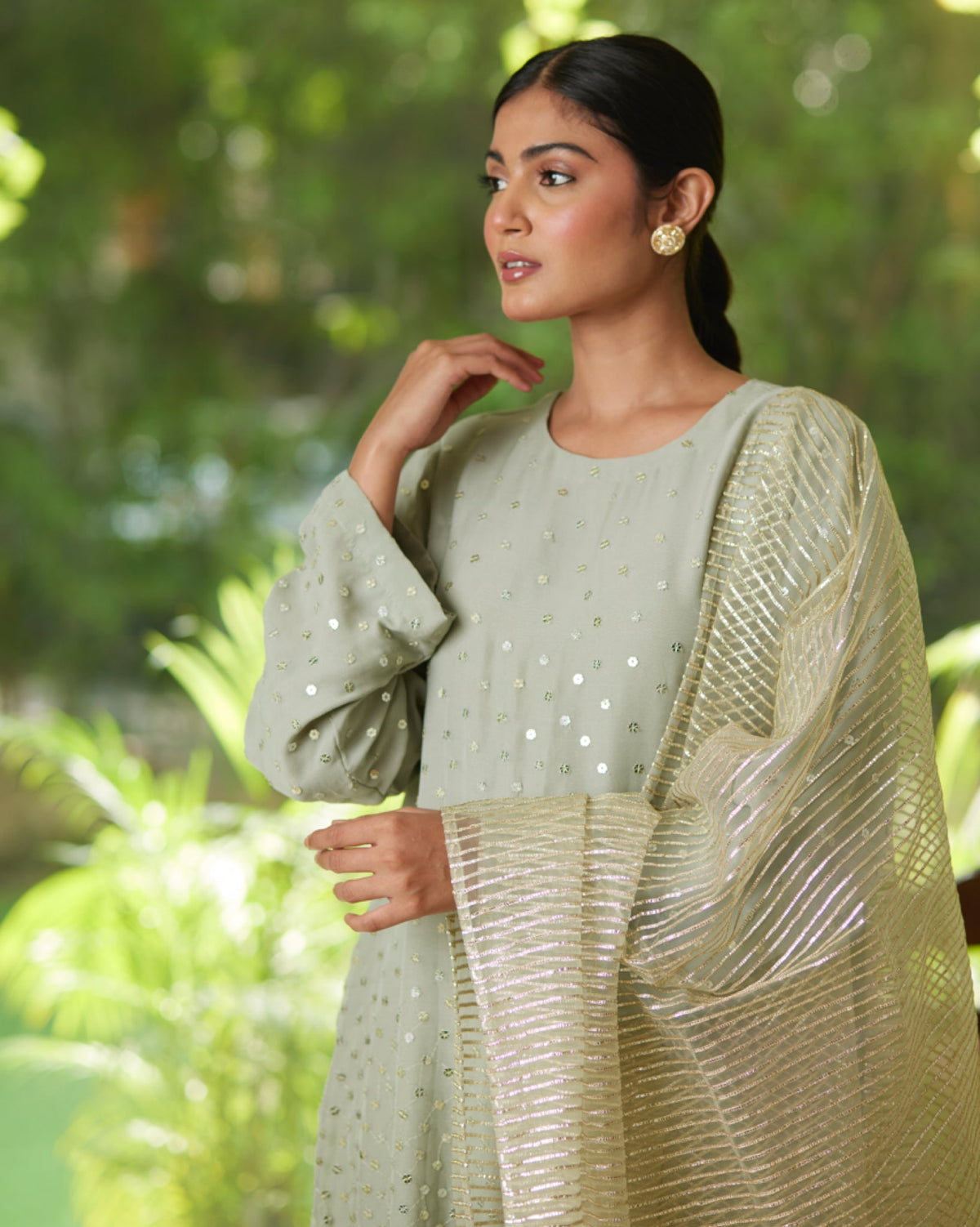 Kurta Set - Mint/Gold/Silver - Mayura Kumar