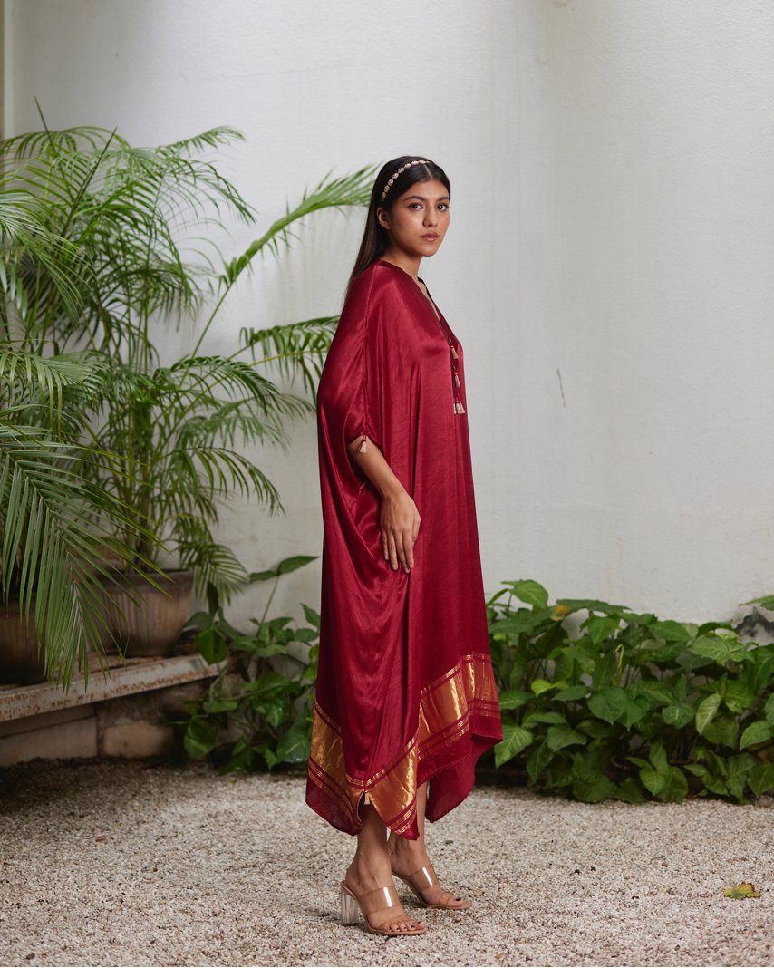 Kaftan - Burgundy Red/Gold - Mayura Kumar