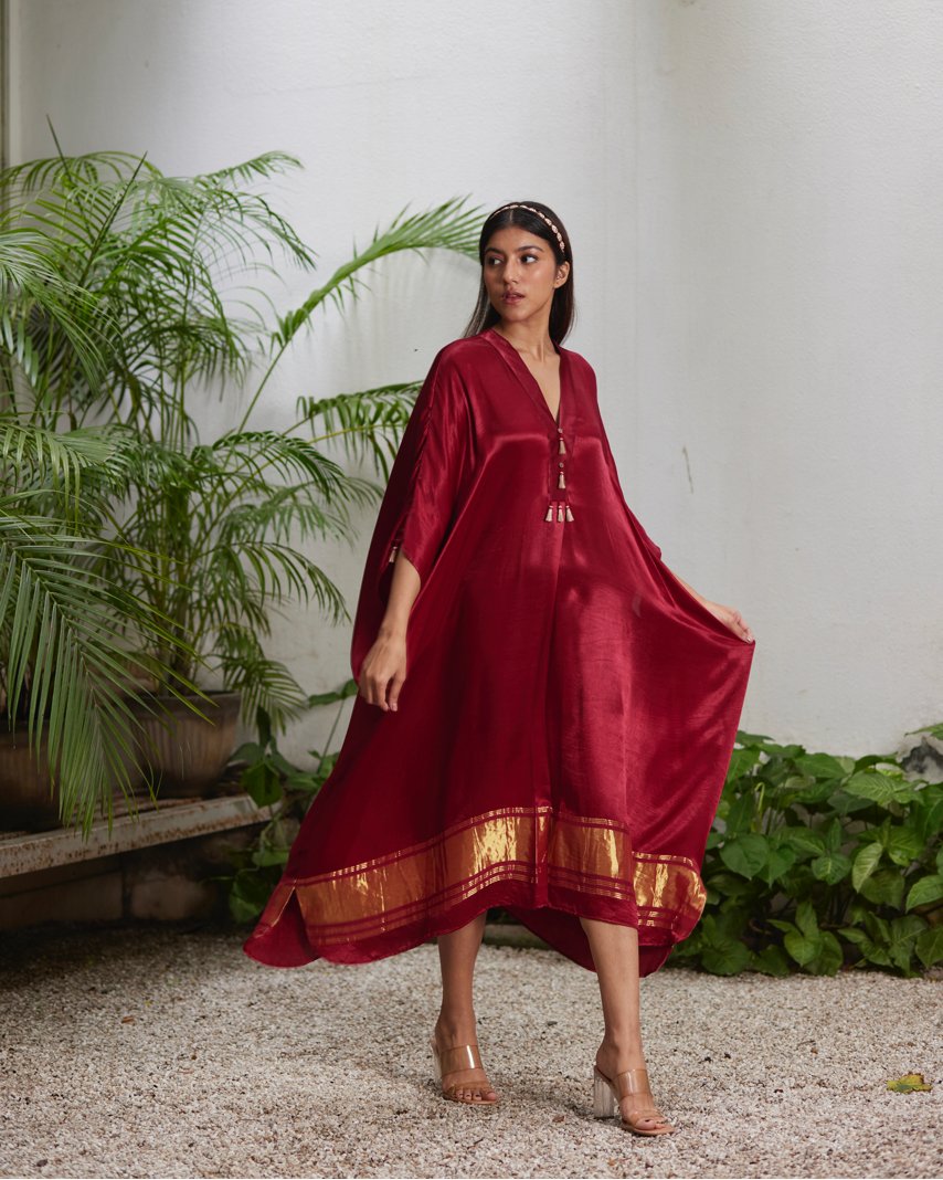 Kaftan - Burgundy Red/Gold - Mayura Kumar
