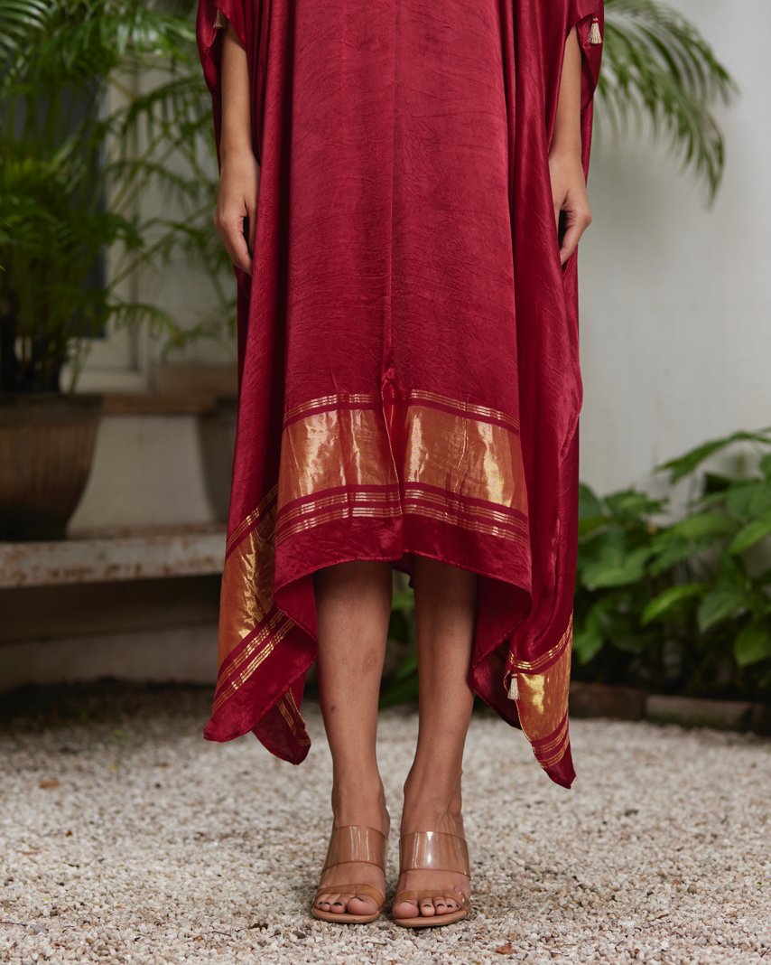 Kaftan - Burgundy Red/Gold - Mayura Kumar