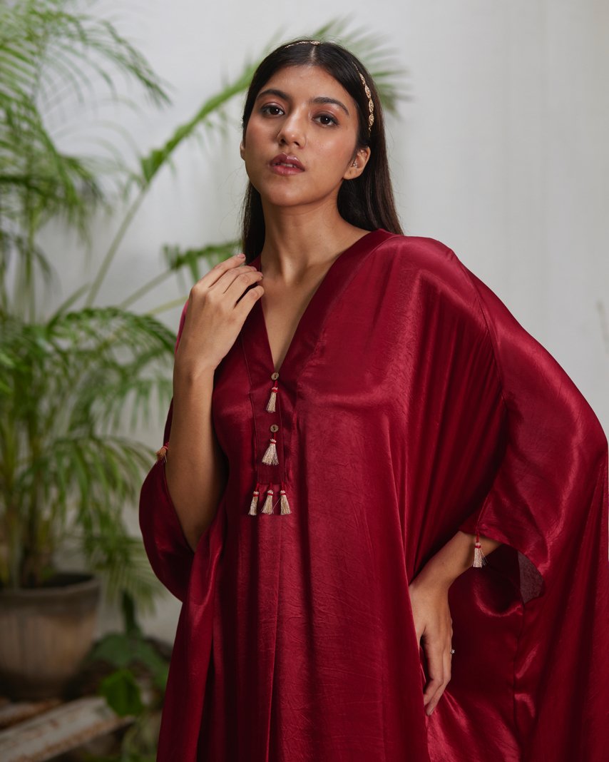 Kaftan - Burgundy Red/Gold - Mayura Kumar