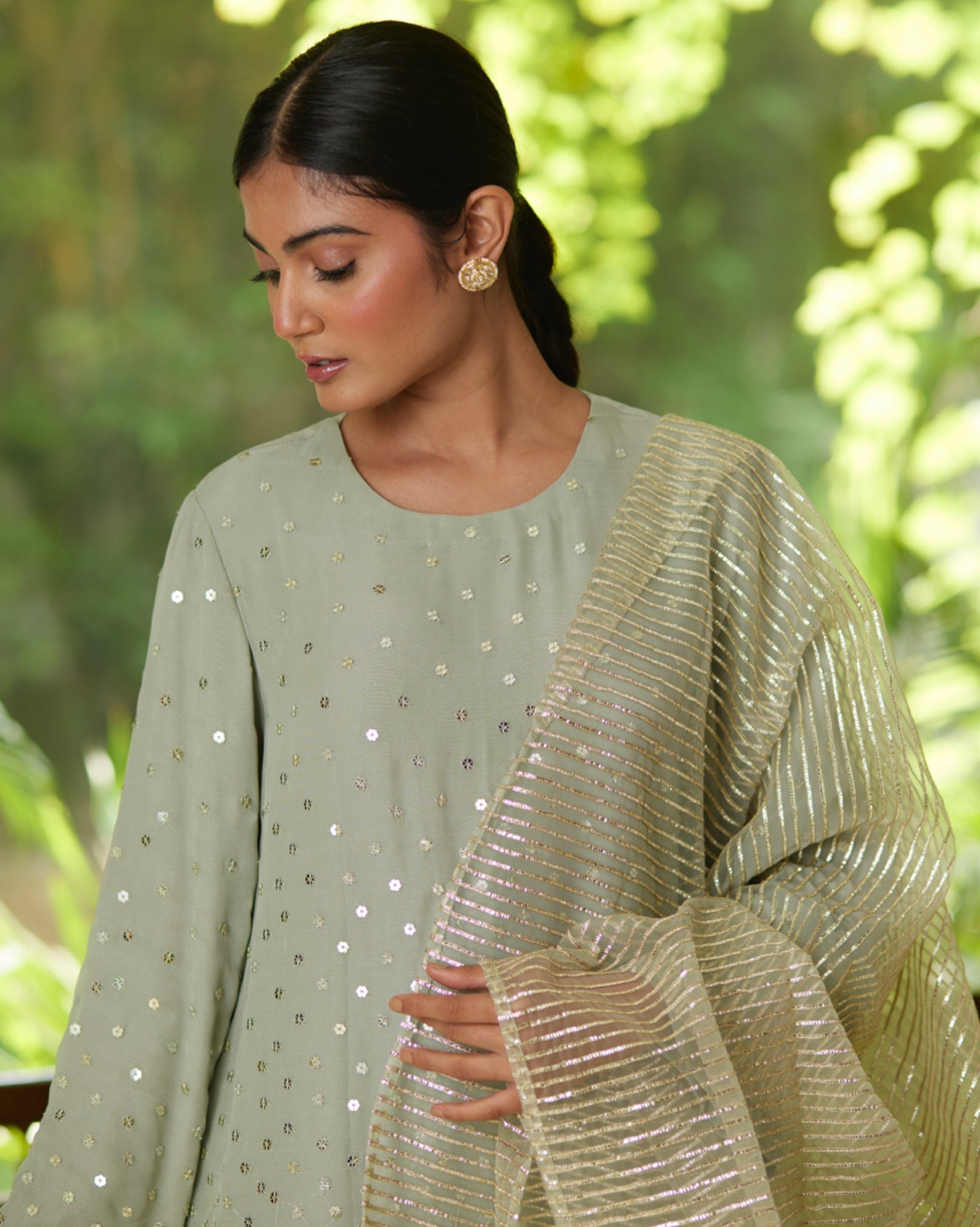Kurta Set - Mint/Gold/Silver - Mayura Kumar