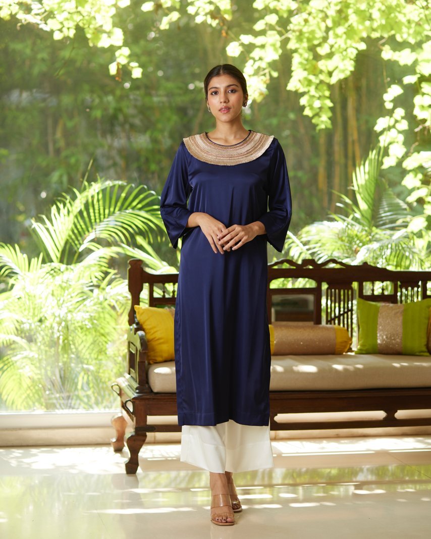 Kurta Set - Navy Blue/White - Mayura Kumar