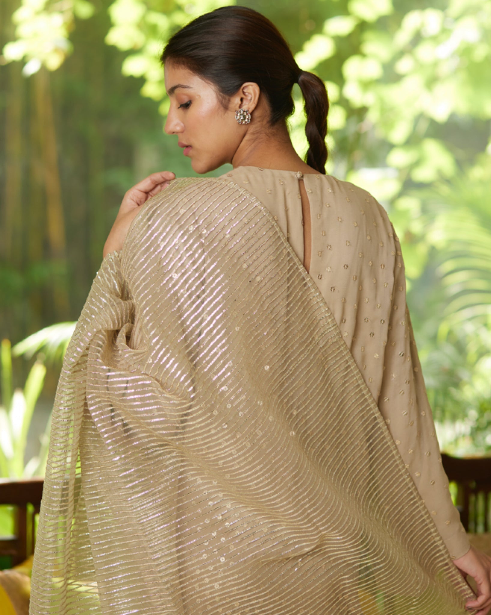 Kurta Set - Taupe/Gold/Silver - Mayura Kumar