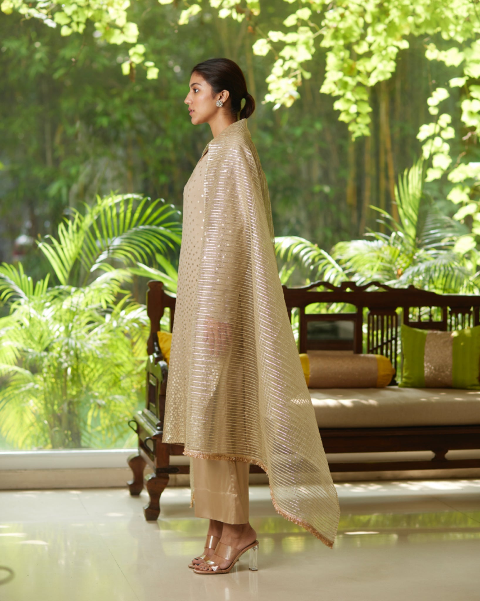 Kurta Set - Taupe/Gold/Silver - Mayura Kumar