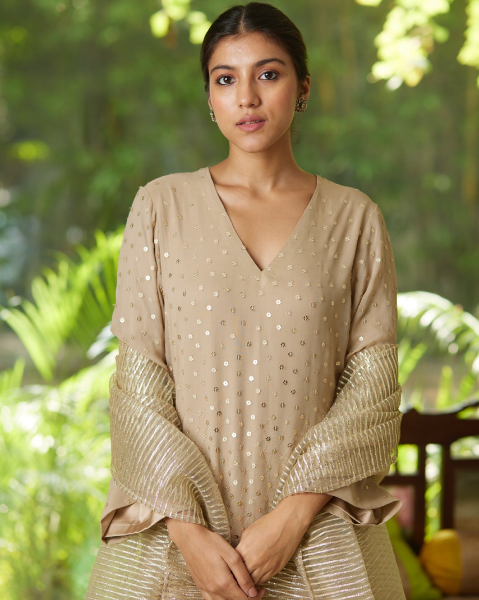 Kurta Set - Taupe/Gold/Silver - Mayura Kumar