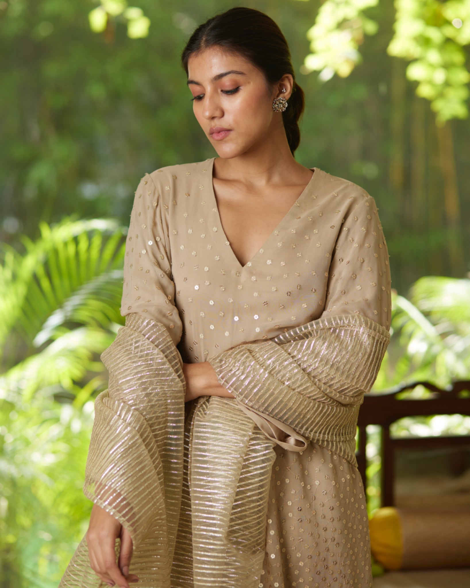 Kurta Set - Taupe/Gold/Silver - Mayura Kumar