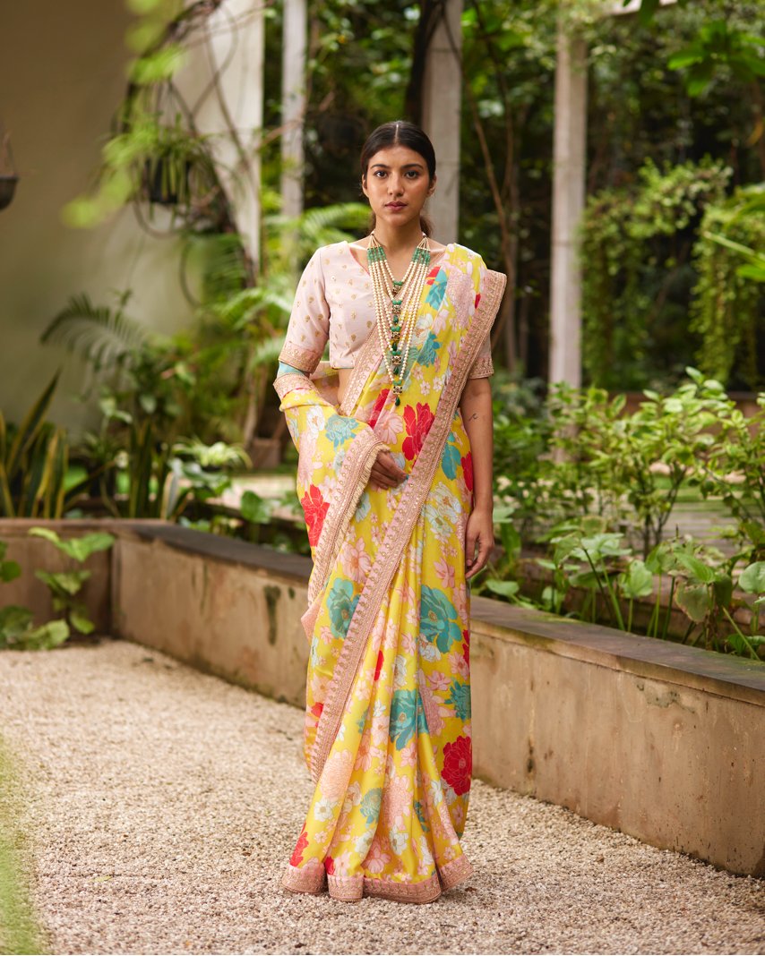 Saree Floral - Pink/Yellow - Mayura Kumar