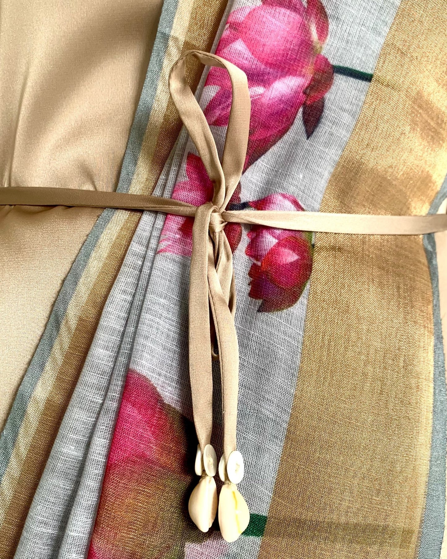 Saree Linen - Grey/Pink - Mayura Kumar