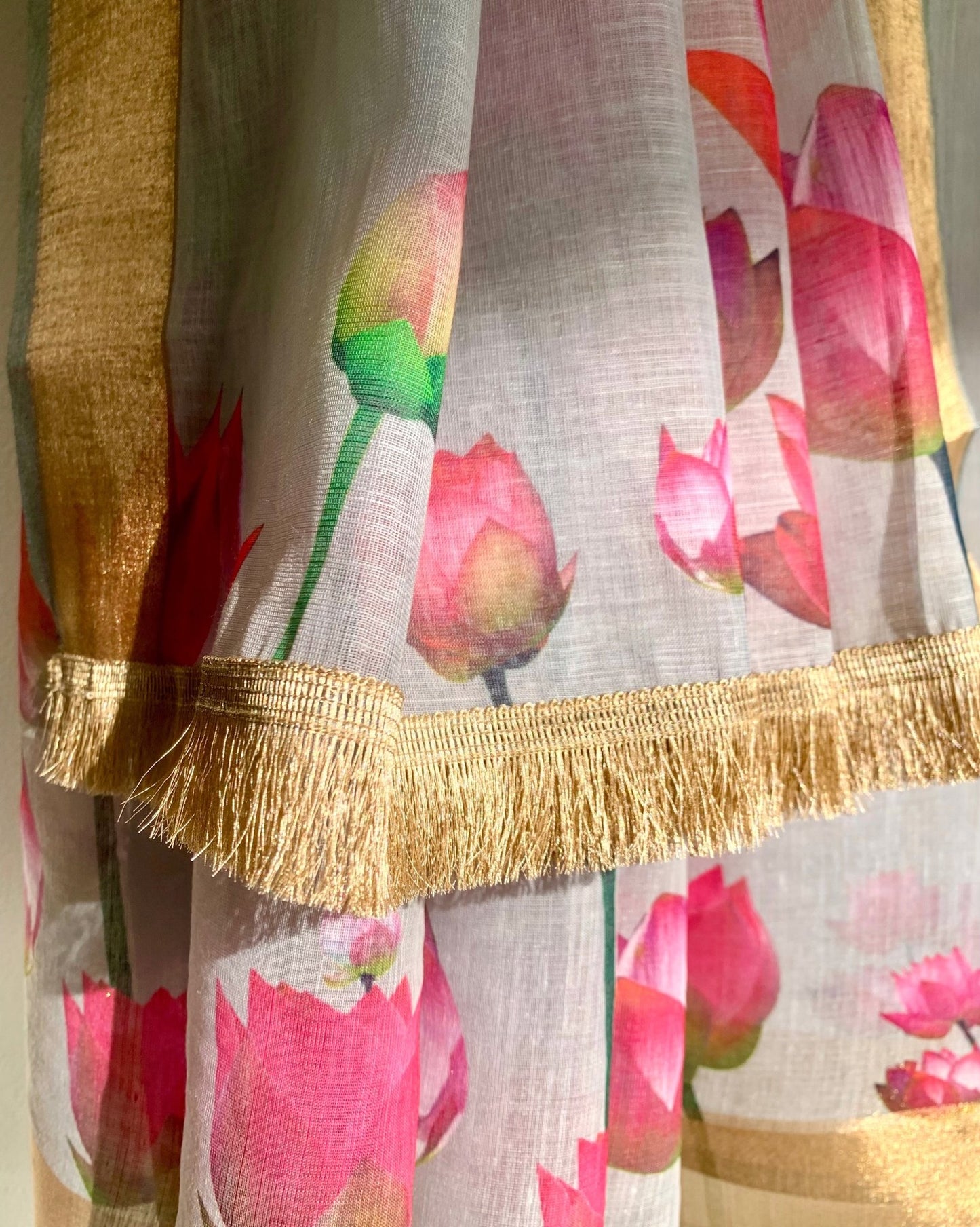 Saree Linen - Grey/Pink - Mayura Kumar