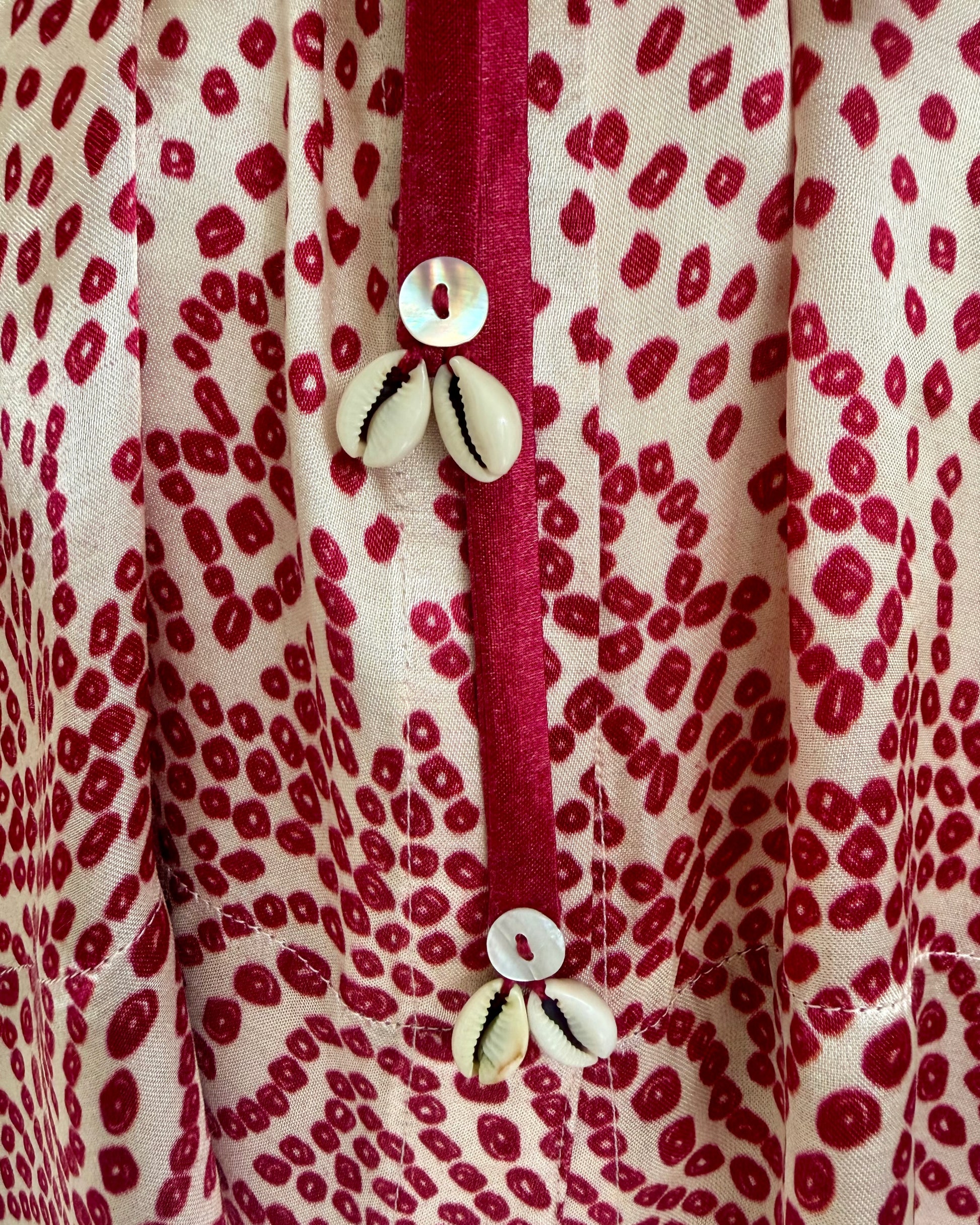 Shirt Kimono Bandhej - Ivory/Red