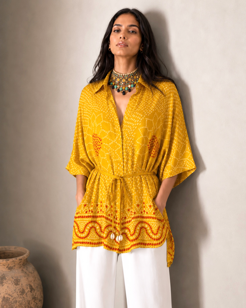 Shirt Kimono Bandhej - Yellow