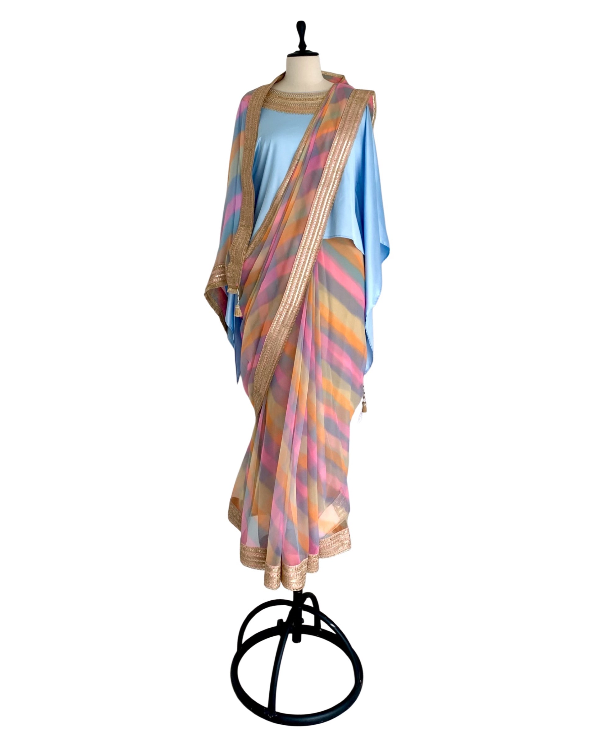 Saree Leheriya - Pink / Blue / Multi Pastels
