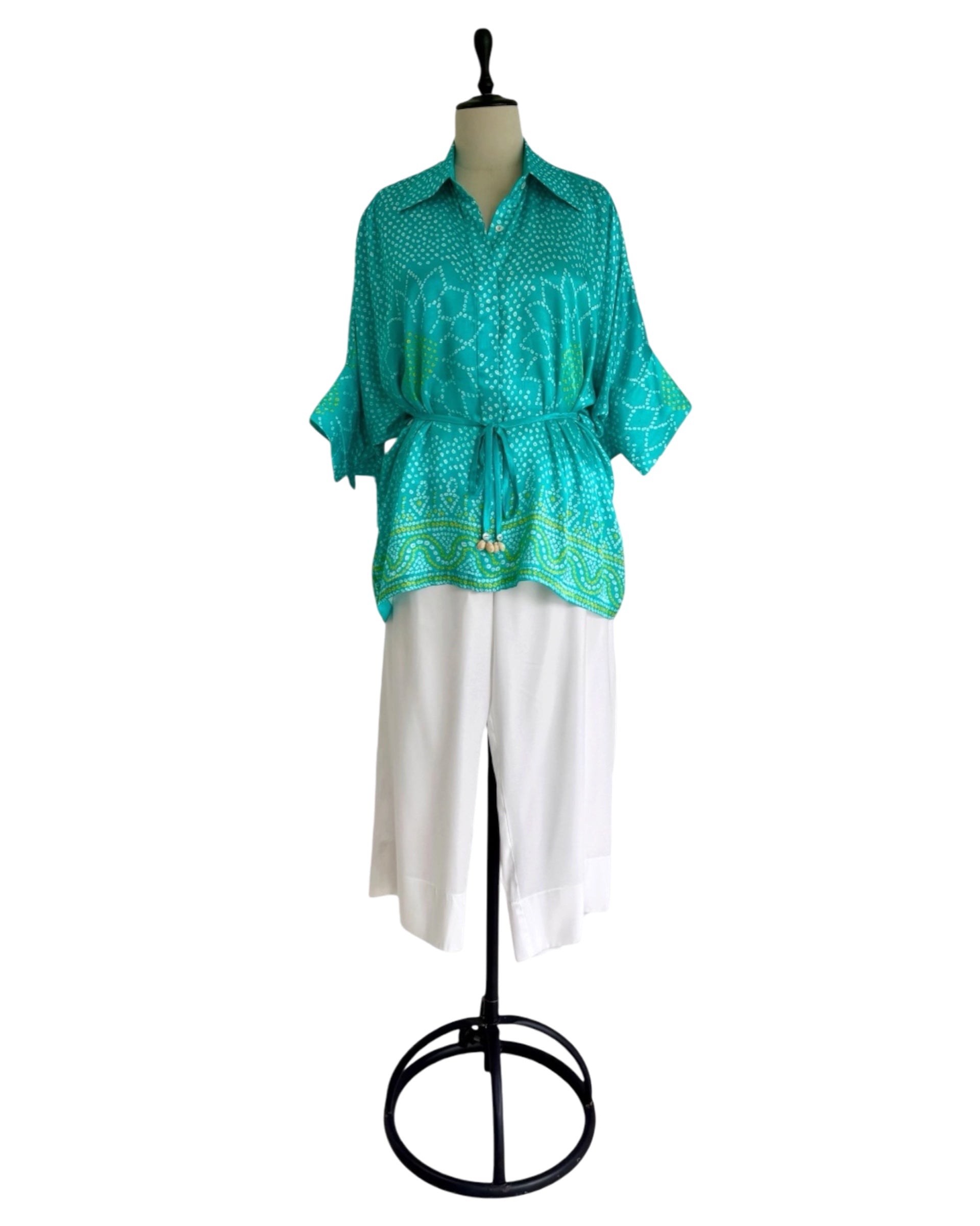 Shirt Kimono Bandhej - Aquamarine