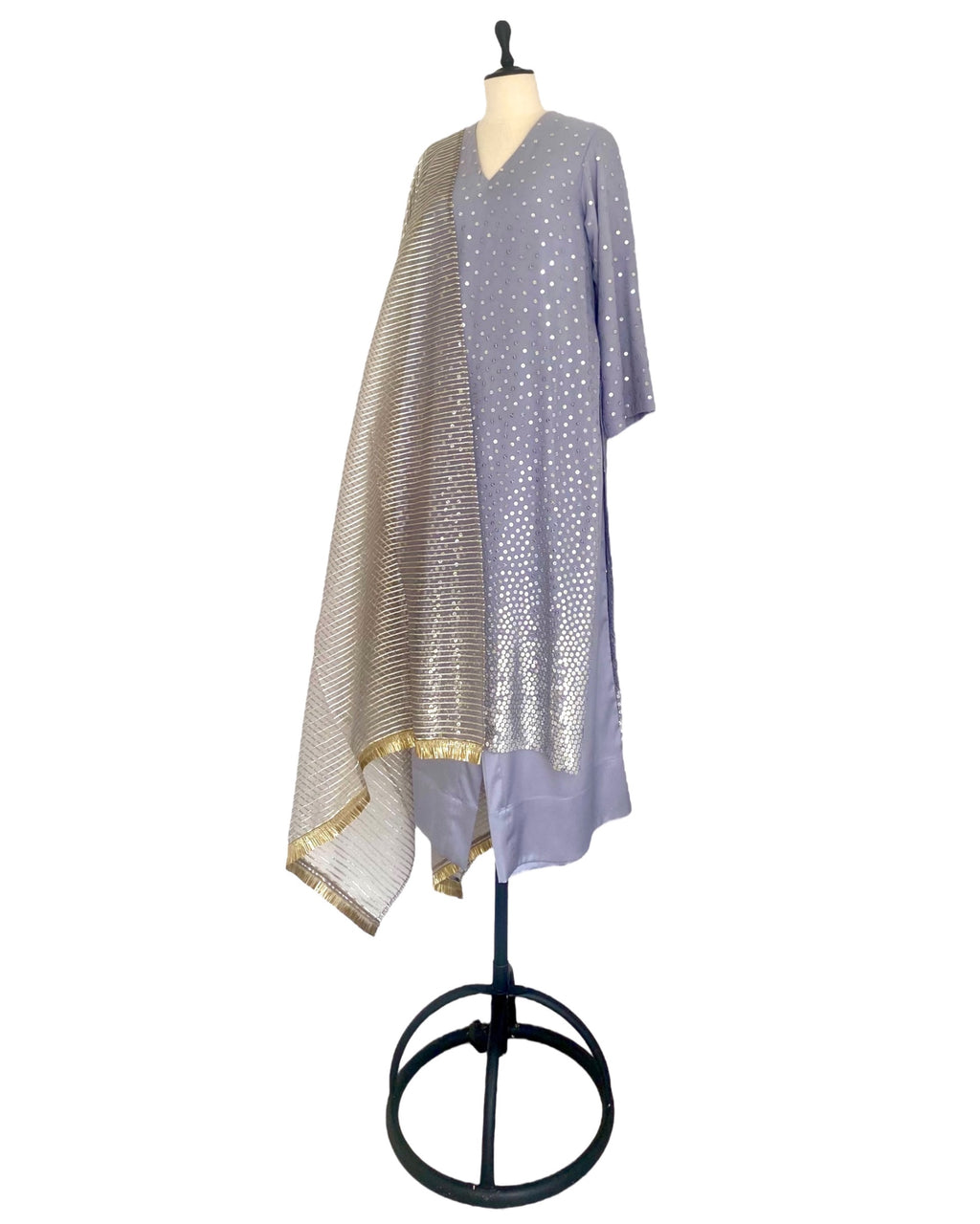 Kurta Set - Blue Grey / Gold / Silver