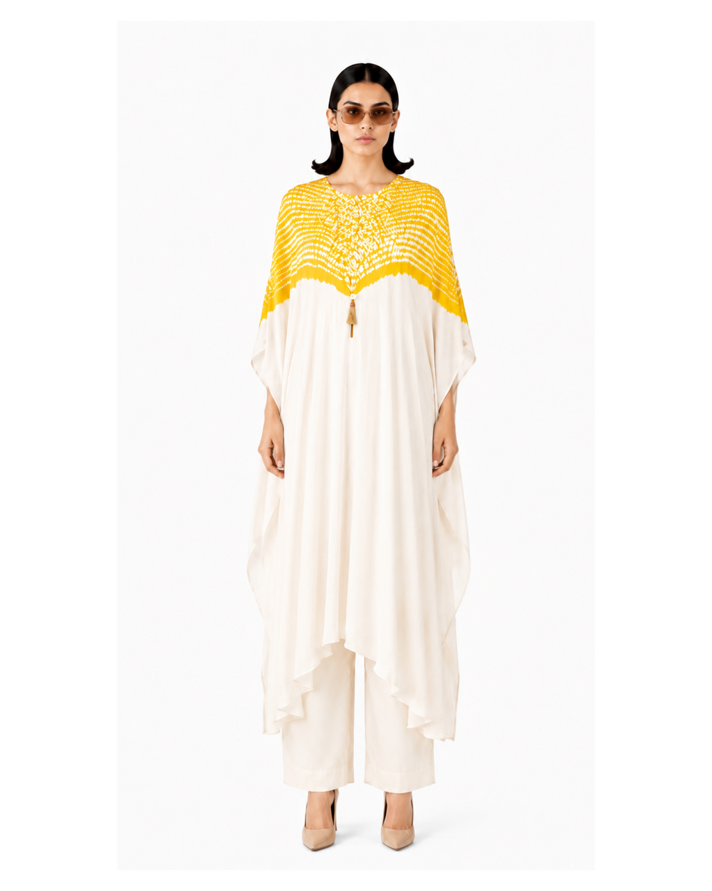 Kurta Set Shibori - Ivory/ Yellow