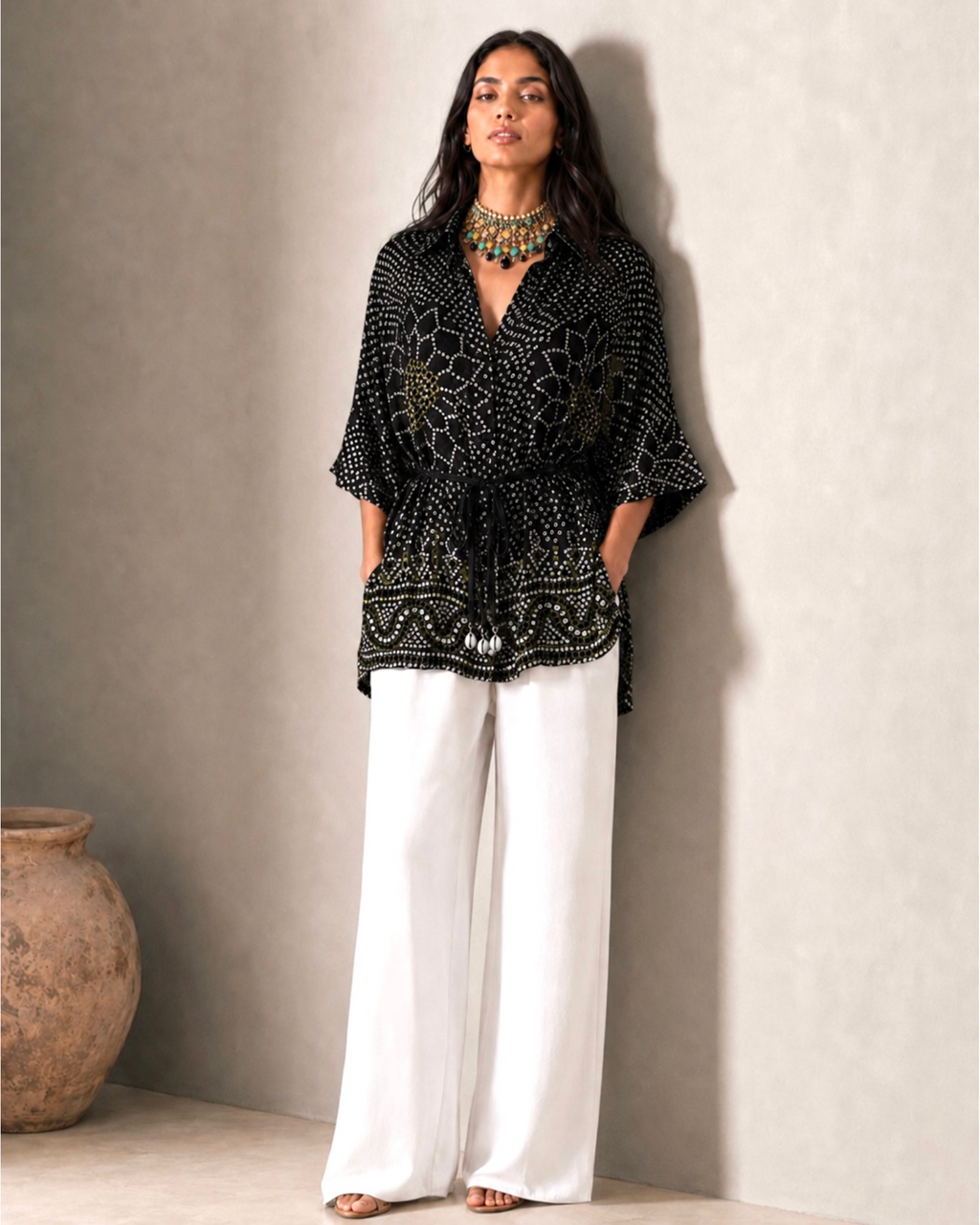 Shirt Kimono Bandhej - Black