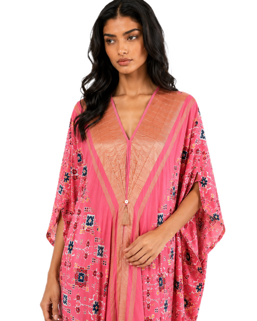 Kaftan Patola - Pink /Gold - Mayura Kumar - side view