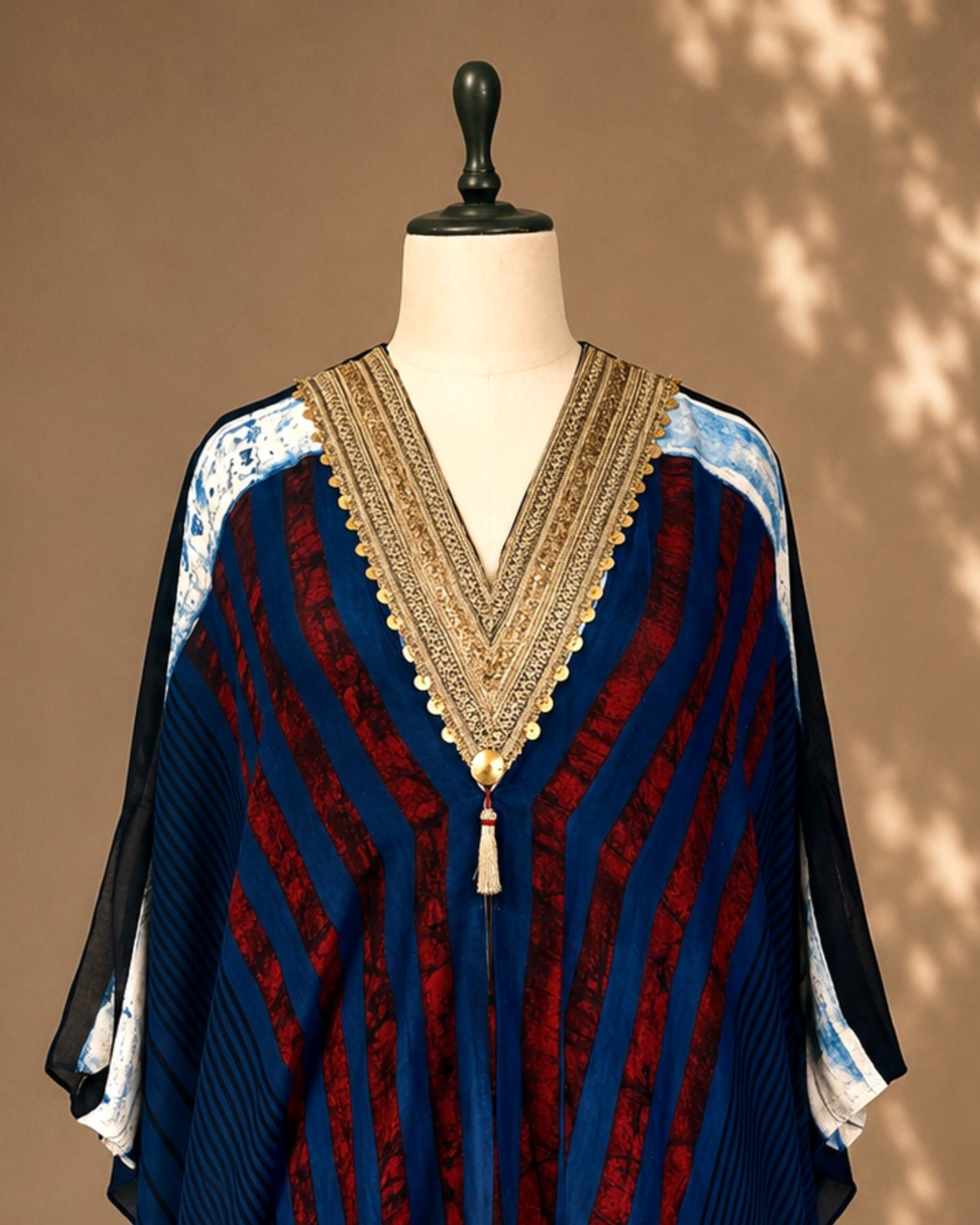Kaftan Ajrakh - Indigo / Red/Black/White
