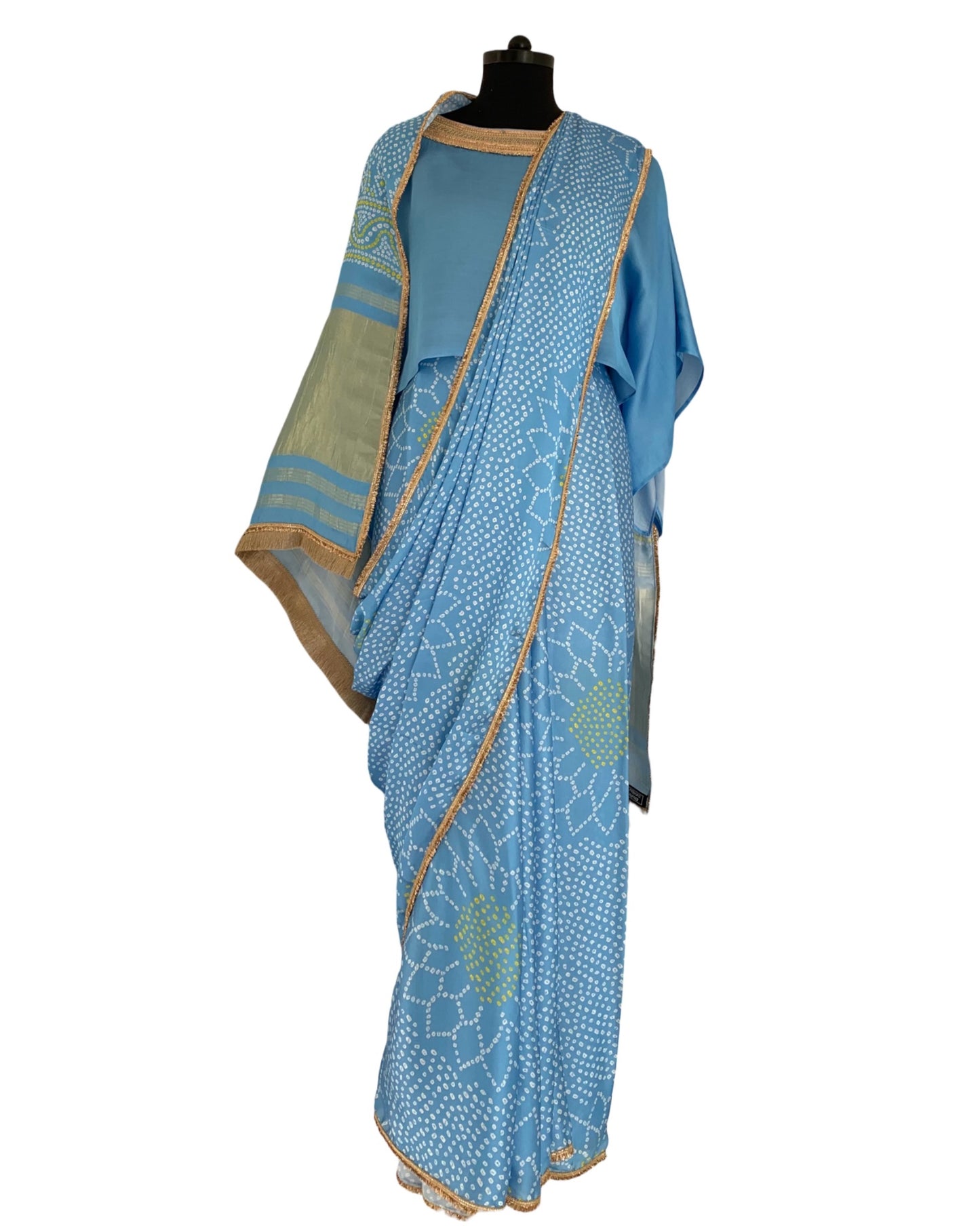 Saree Bandhej Mixology - Blue / Gold