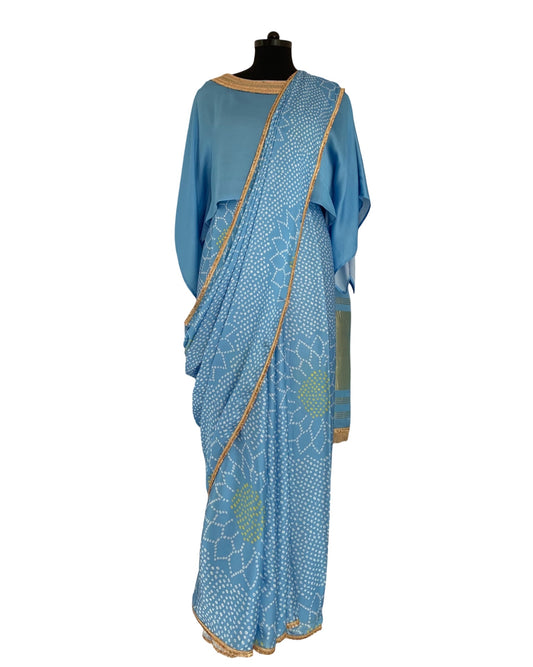 Saree Bandhej Mixology - Blue / Gold