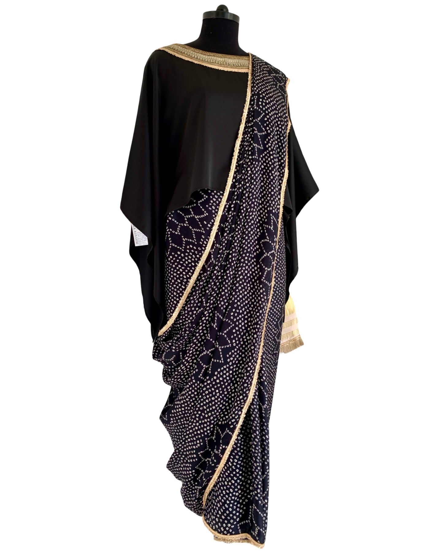 Saree Bandhej Mixology - Black / Ivory /Gold